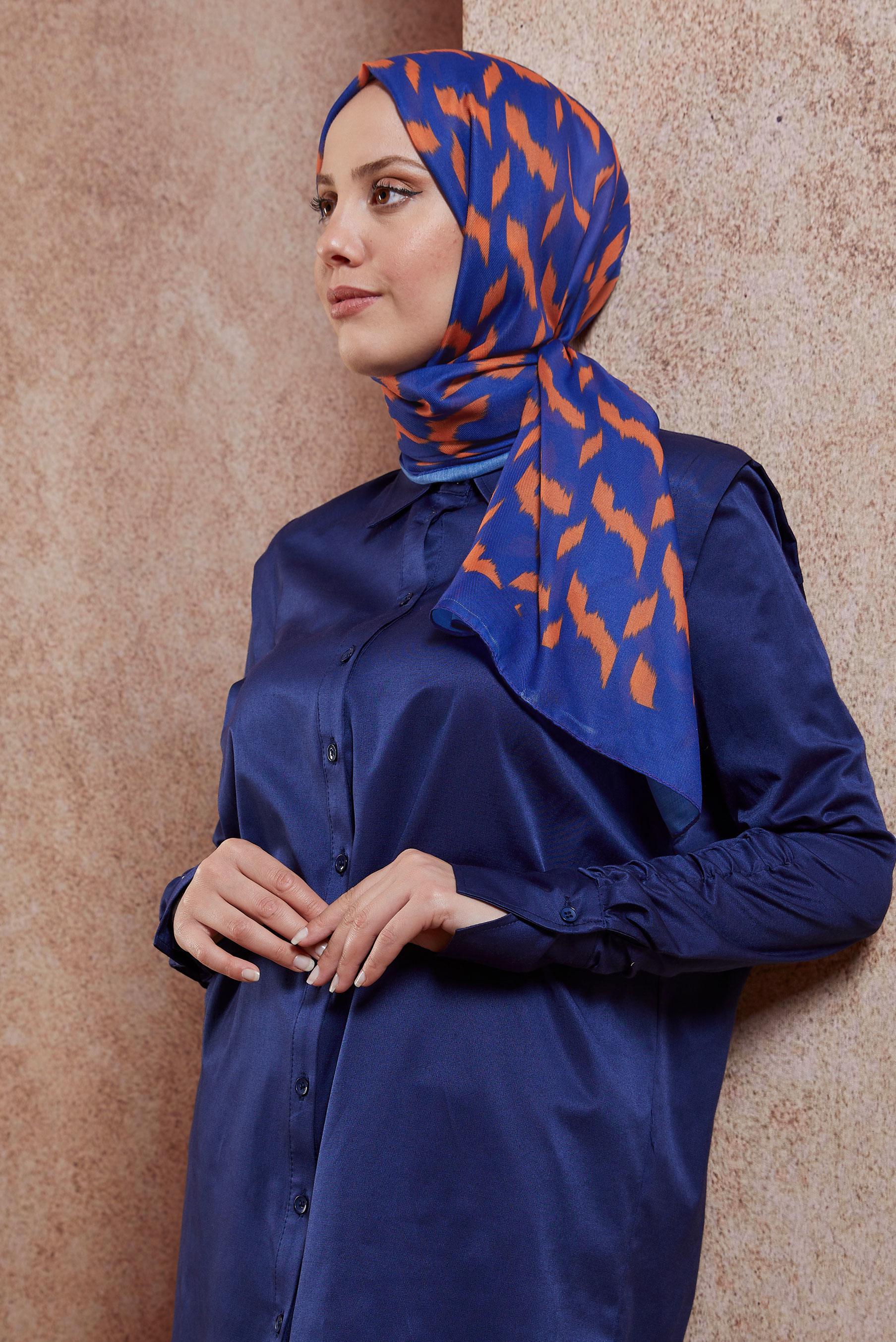Tesettür giyim LACİVERT ALVİNA DESENLİ SOFT ŞAL 8410 