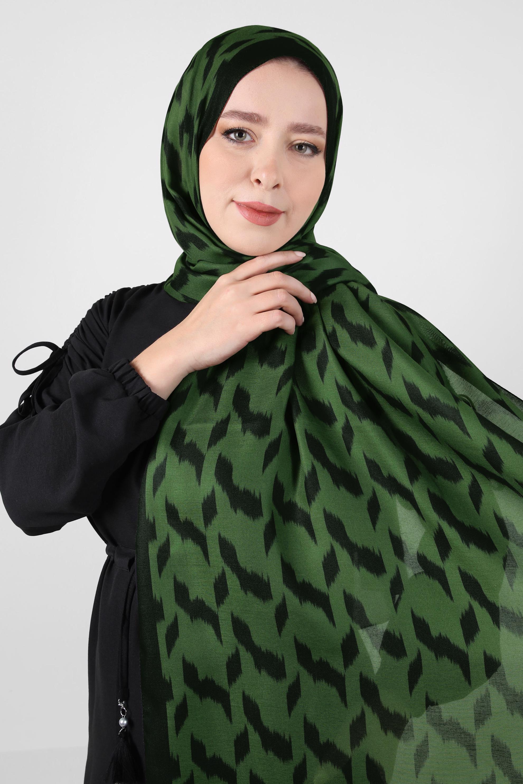 Tesettür giyim SİYAH ALVİNA DESENLİ SOFT ŞAL 8410 