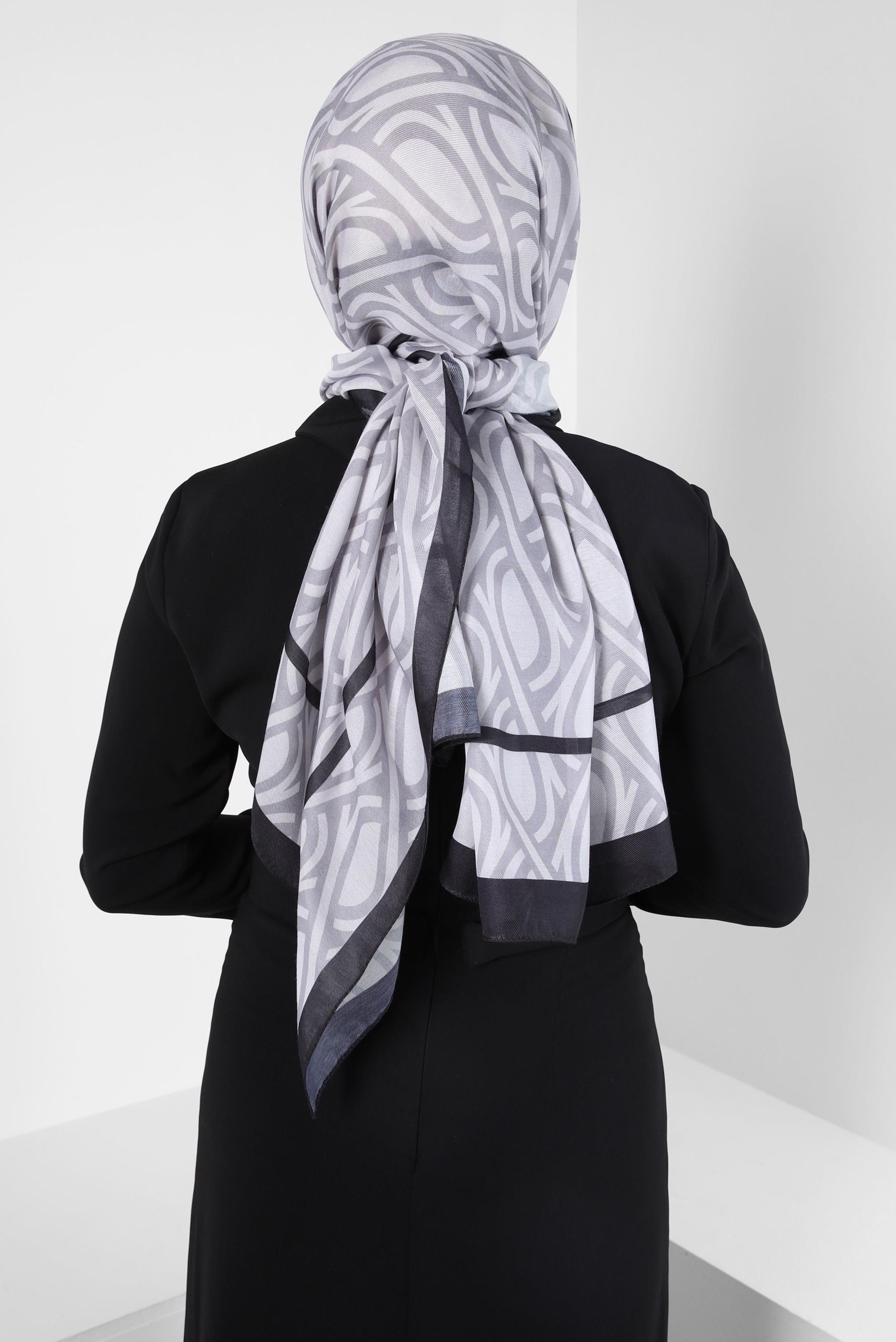 Tesettür giyim GÜMÜŞ ALVİNA DESENLİ ŞAL 8415