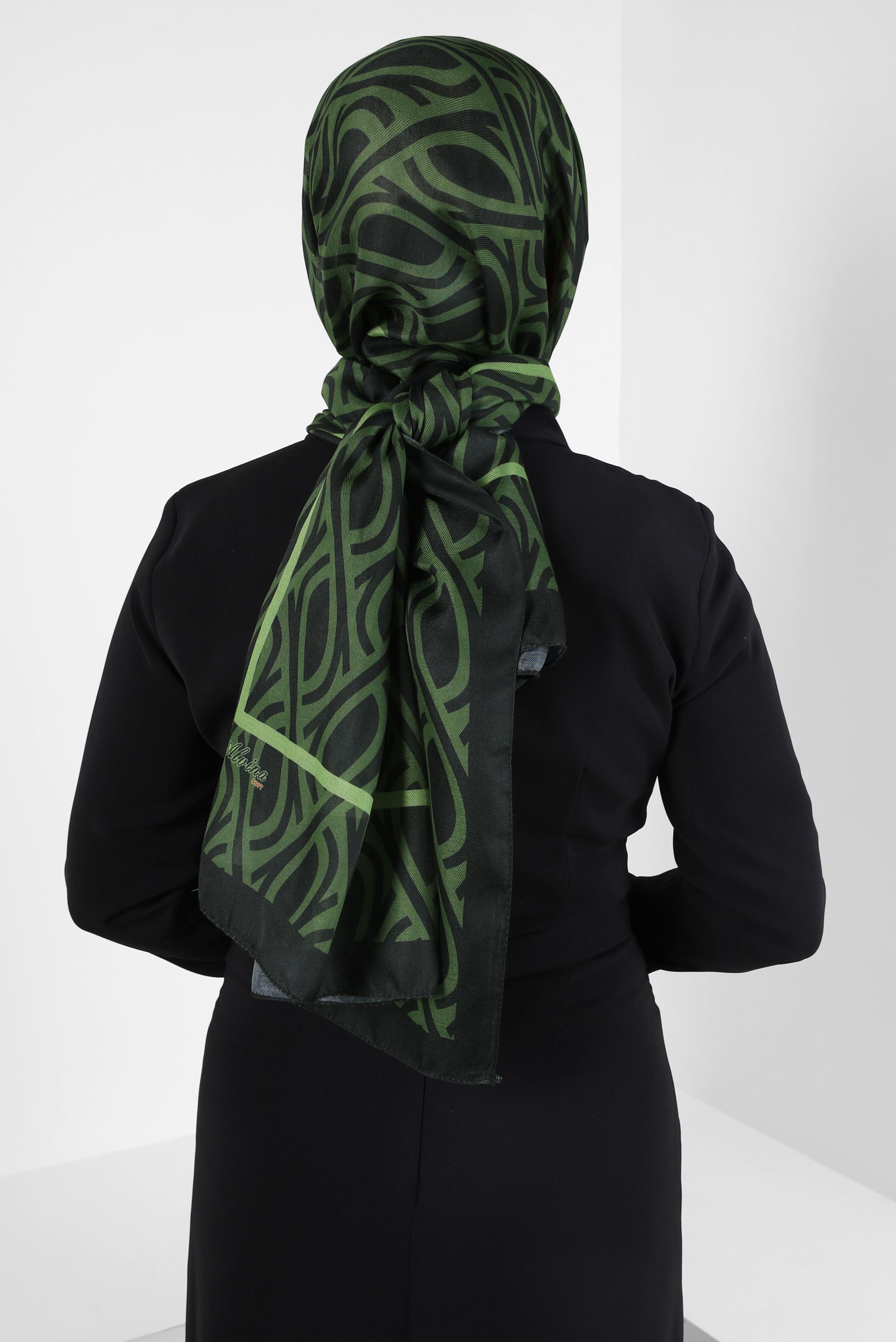 Tesettür giyim YEŞİL ALVİNA DESENLİ ŞAL 8415