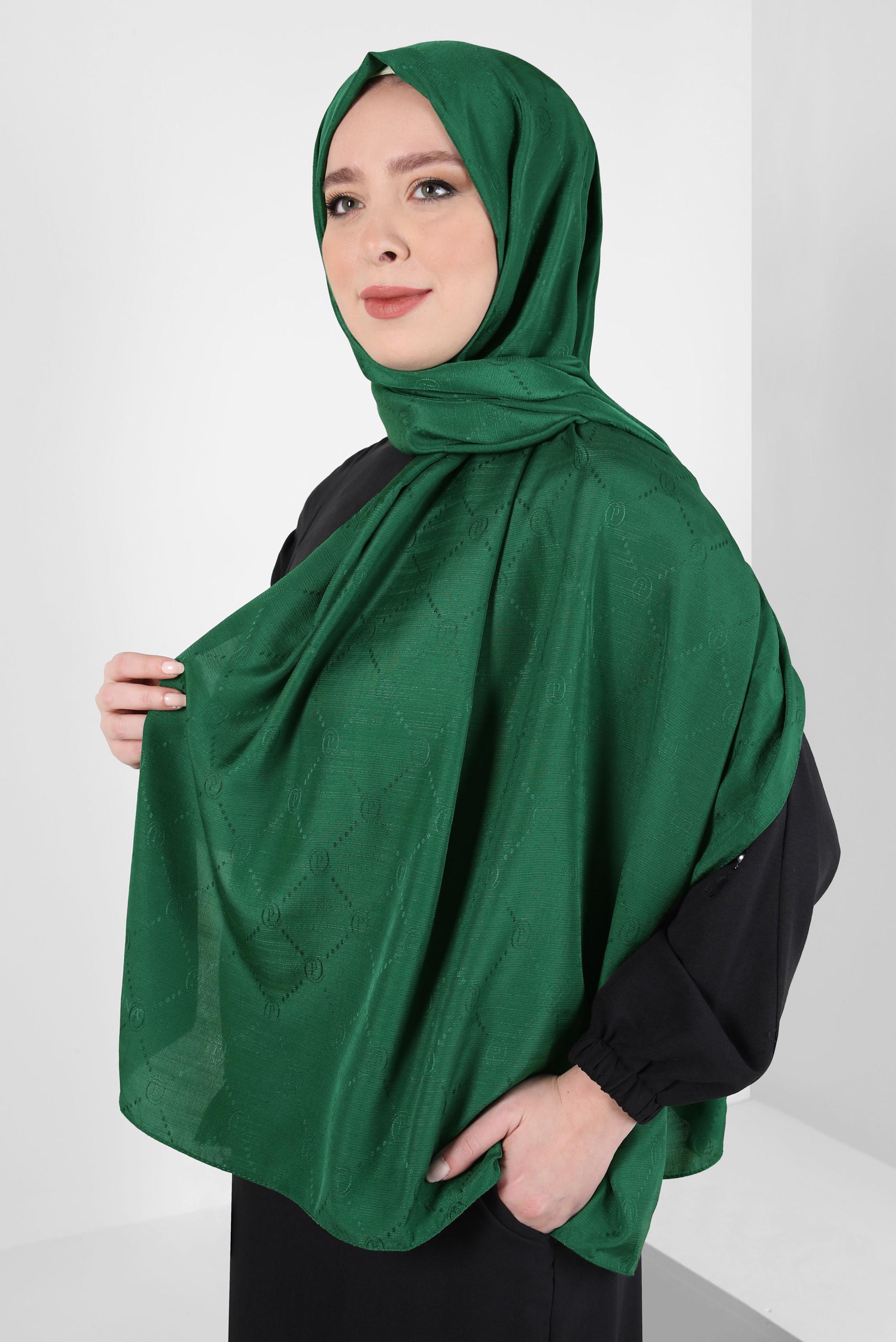 Tesettür giyim YEŞİL ALVİNA JAKAR ŞAL 8417