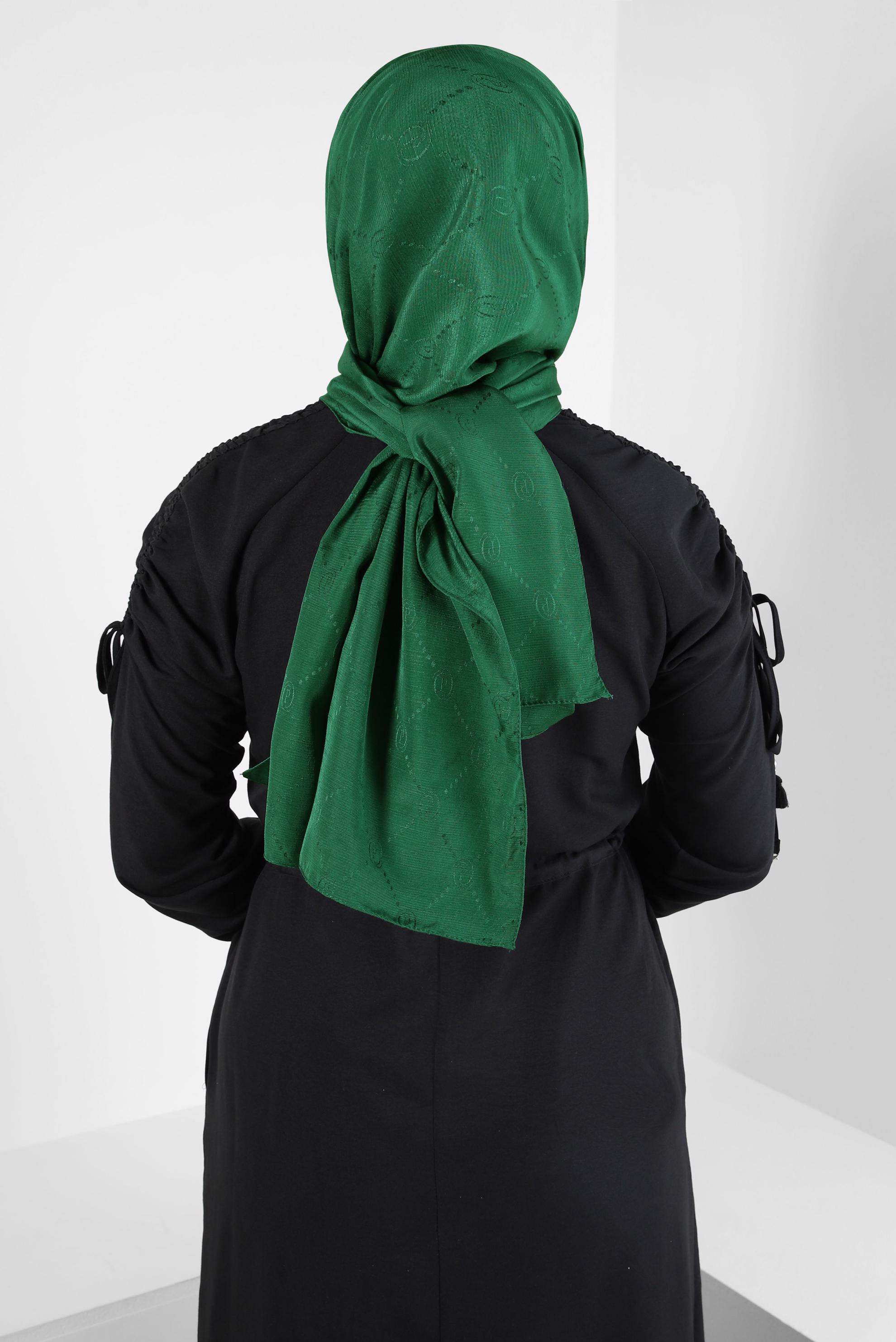 Tesettür giyim YEŞİL ALVİNA JAKAR ŞAL 8417