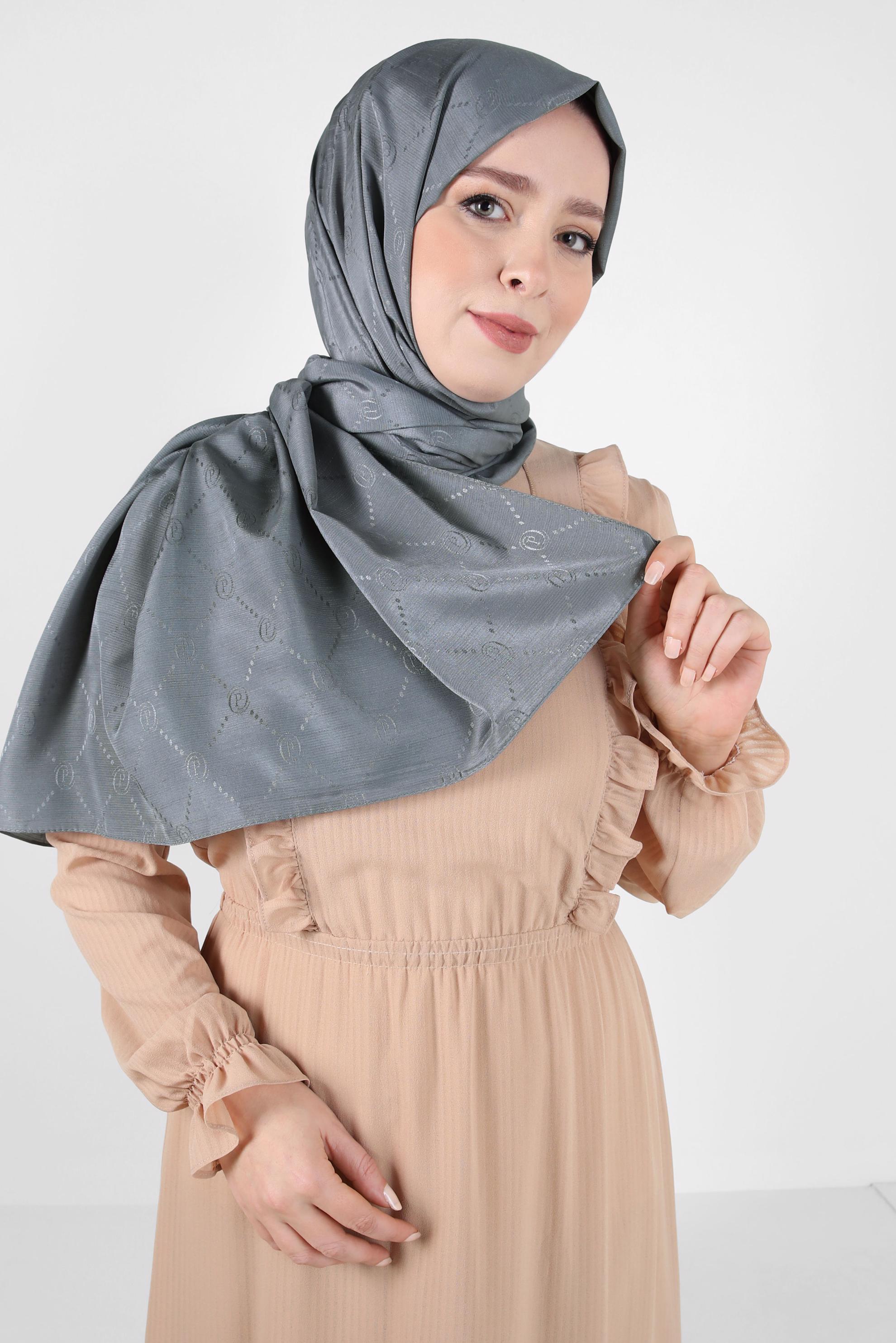 Tesettür giyim GRİ ALVİNA JAKAR ŞAL 8417