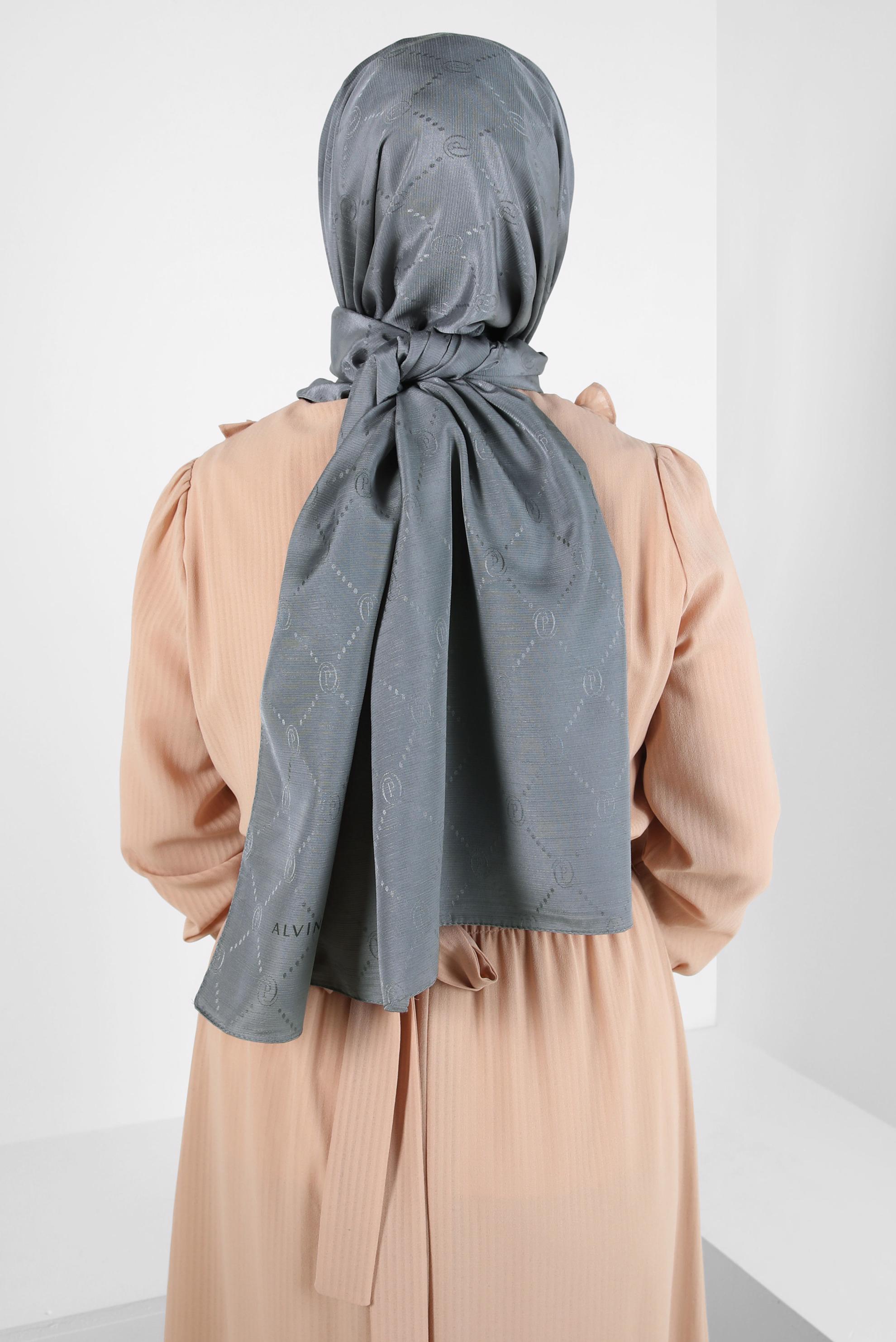 Tesettür giyim GRİ ALVİNA JAKAR ŞAL 8417