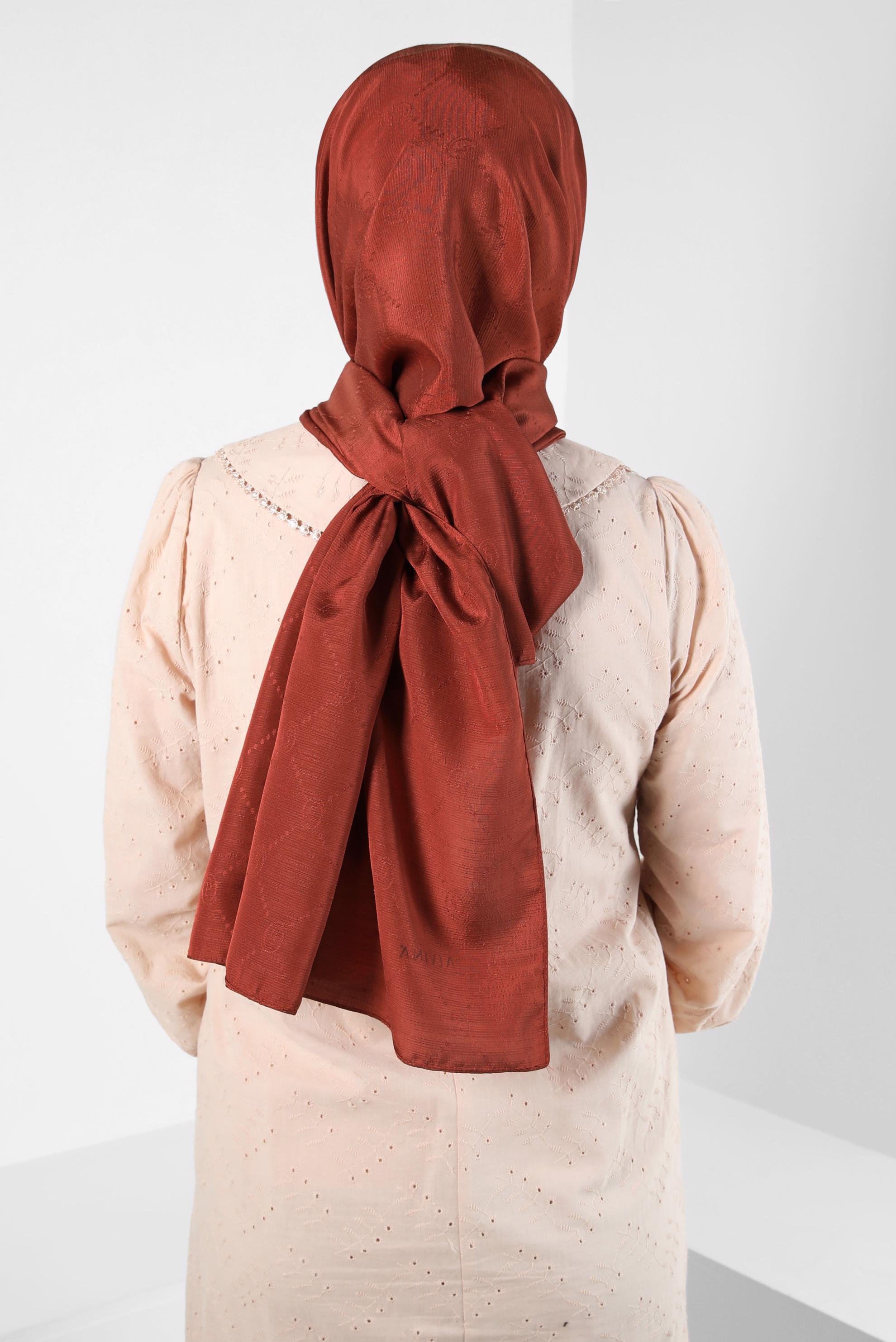 Tesettür giyim TURUNCU ALVİNA JAKAR ŞAL 8417