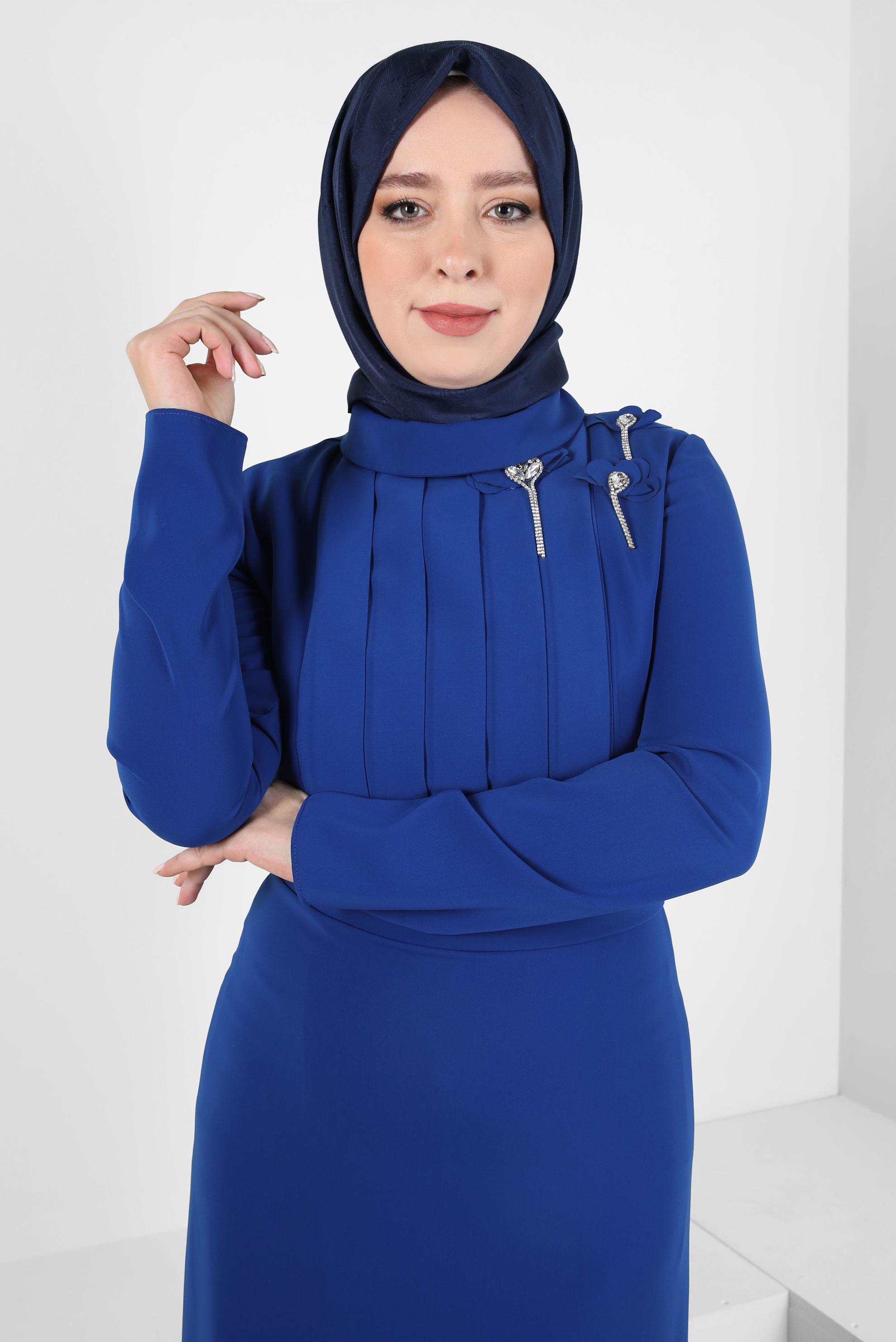 Tesettür giyim LACİVERT ALVİNA JAKAR ŞAL 8417