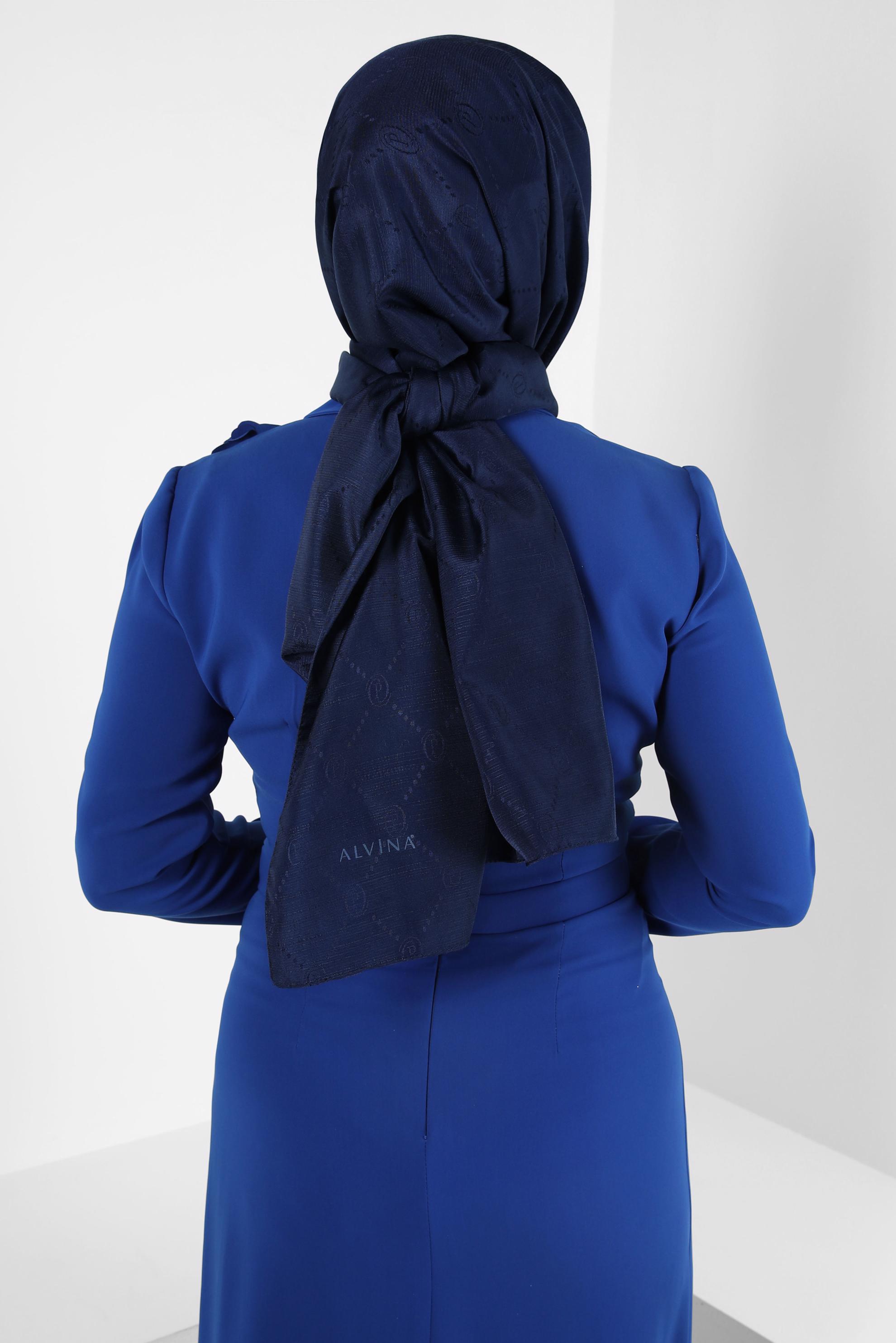 Tesettür giyim LACİVERT ALVİNA JAKAR ŞAL 8417