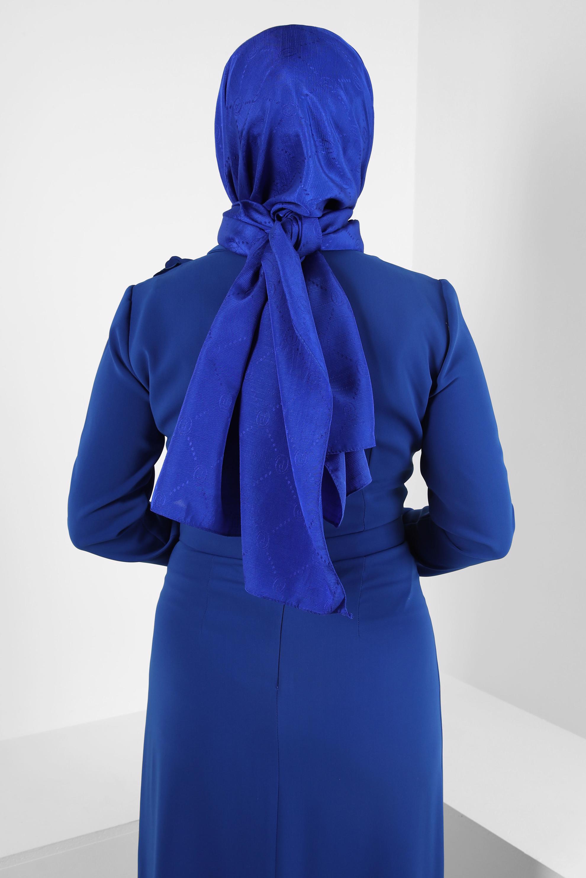 Tesettür giyim LACİVERT ALVİNA JAKAR ŞAL 8417