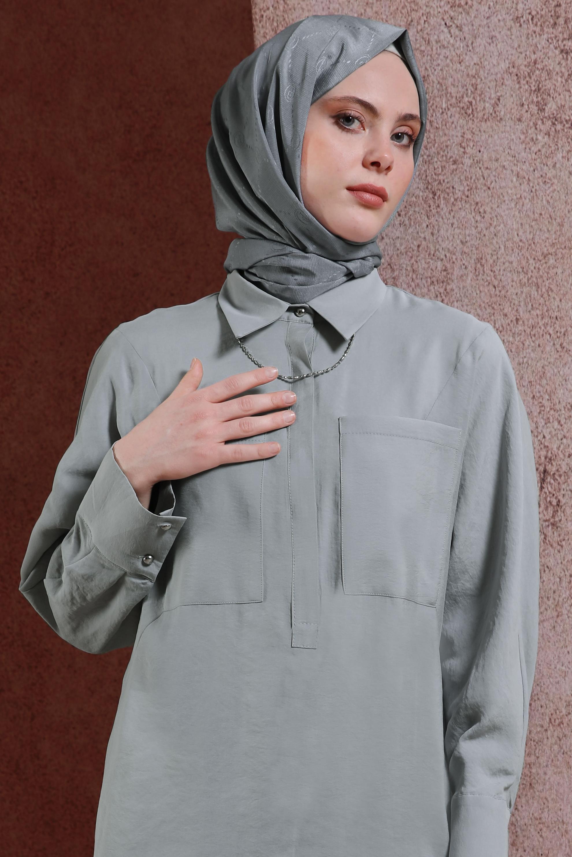 Tesettür giyim GRİ ALVİNA JAKAR ŞAL 8417