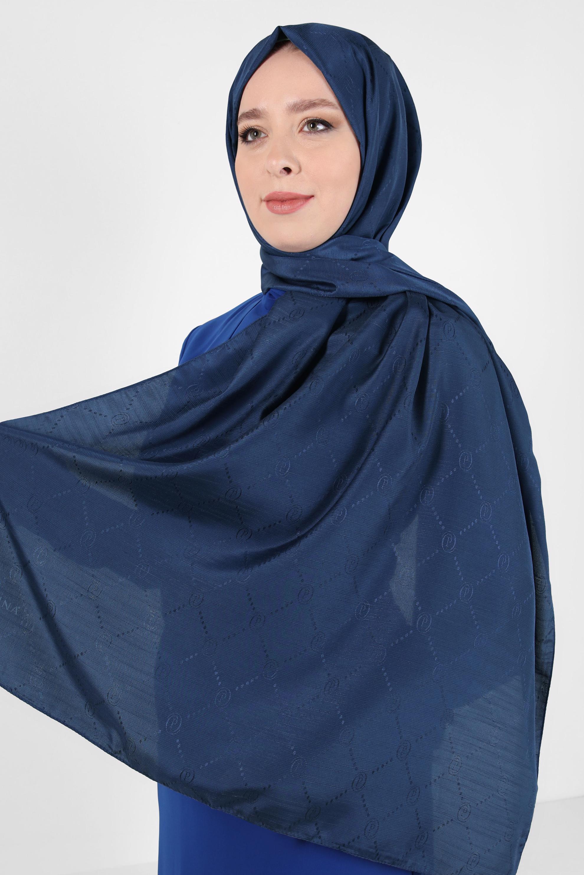 Tesettür giyim LACİVERT ALVİNA JAKAR ŞAL 8417