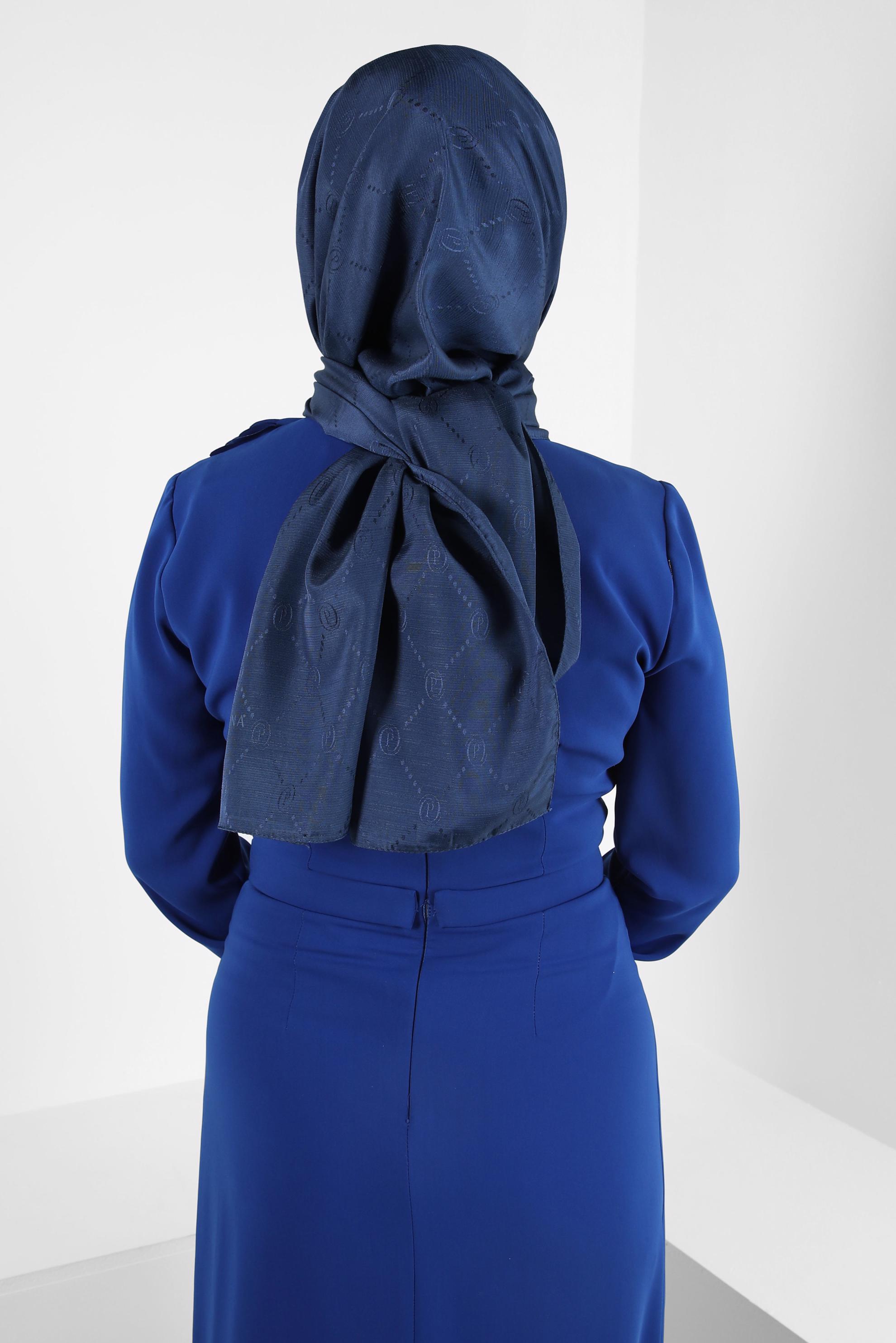 Tesettür giyim LACİVERT ALVİNA JAKAR ŞAL 8417