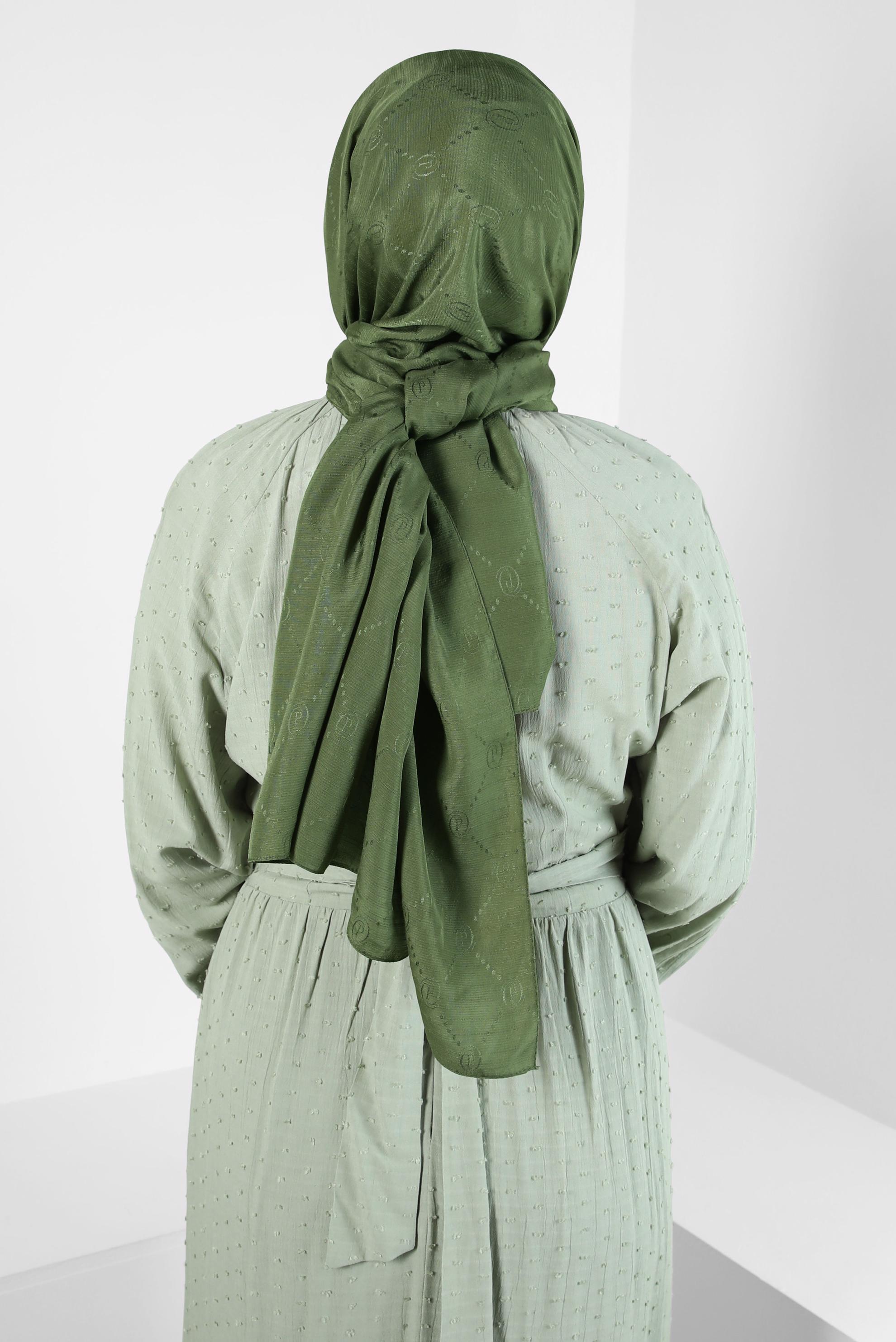 Tesettür giyim YEŞİL ALVİNA JAKAR ŞAL 8417