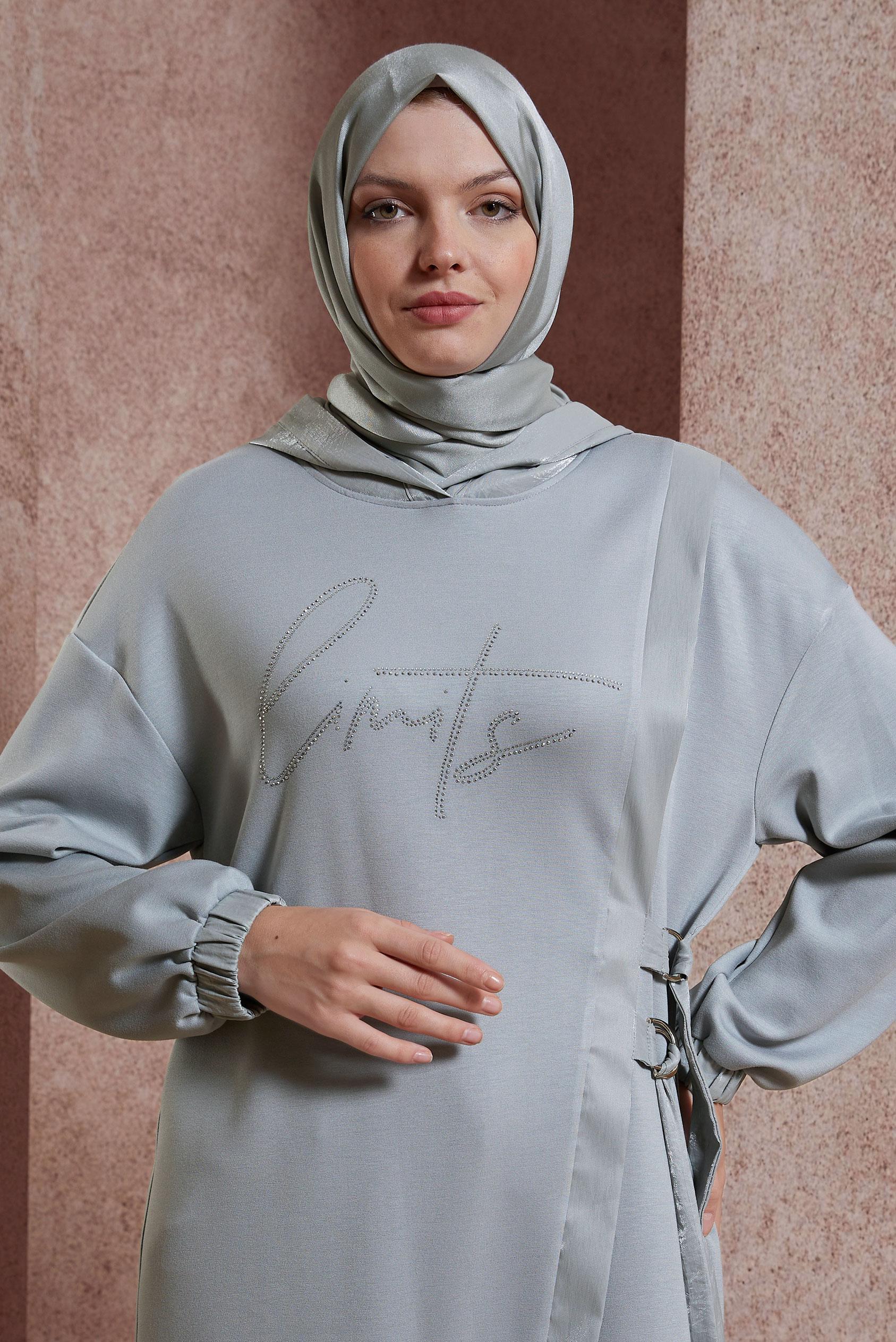 Tesettür giyim GÜMÜŞ ALVİNA ABİYE ŞAL 8418