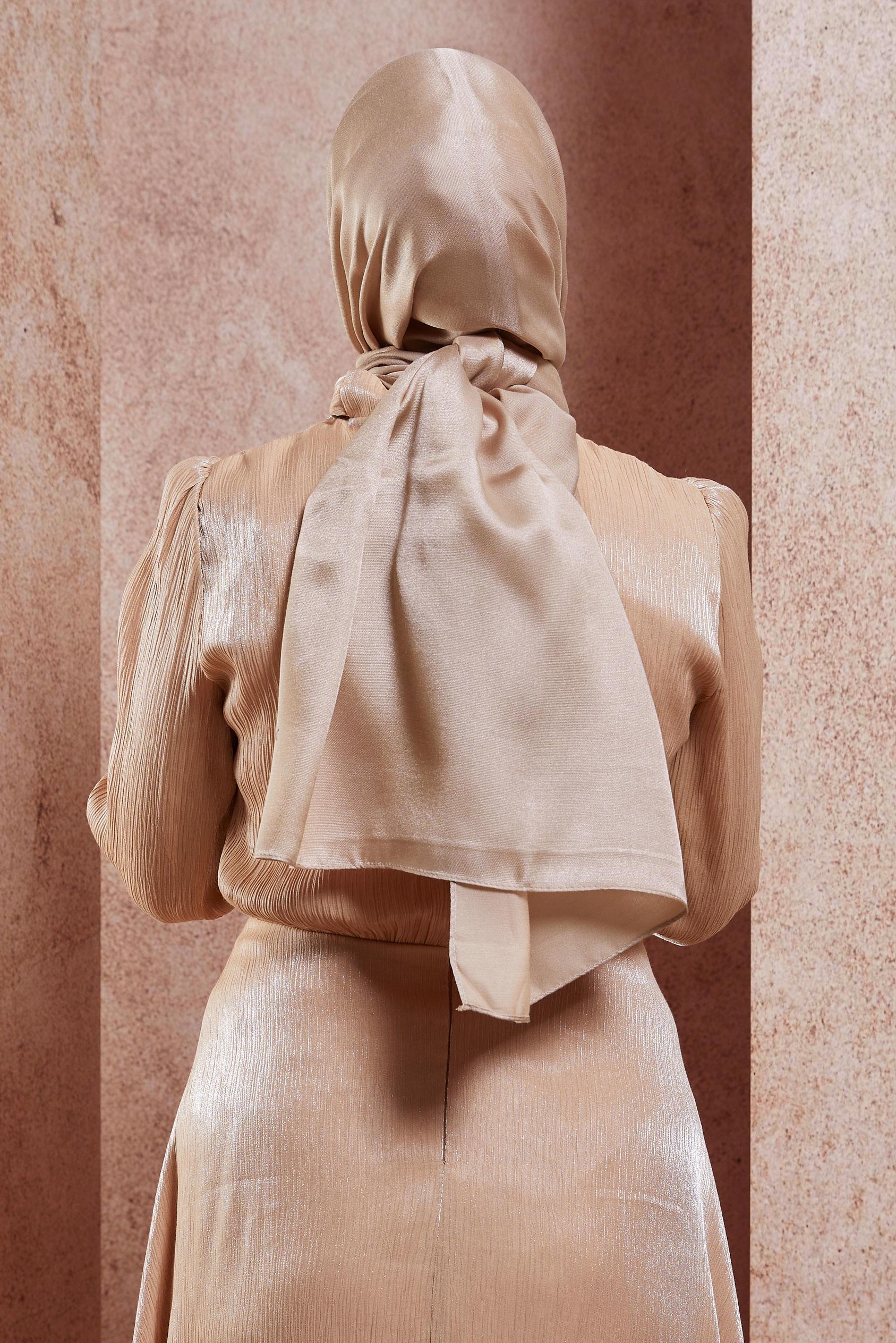 Tesettür giyim PUDRA ALVİNA ABİYE ŞAL 8418