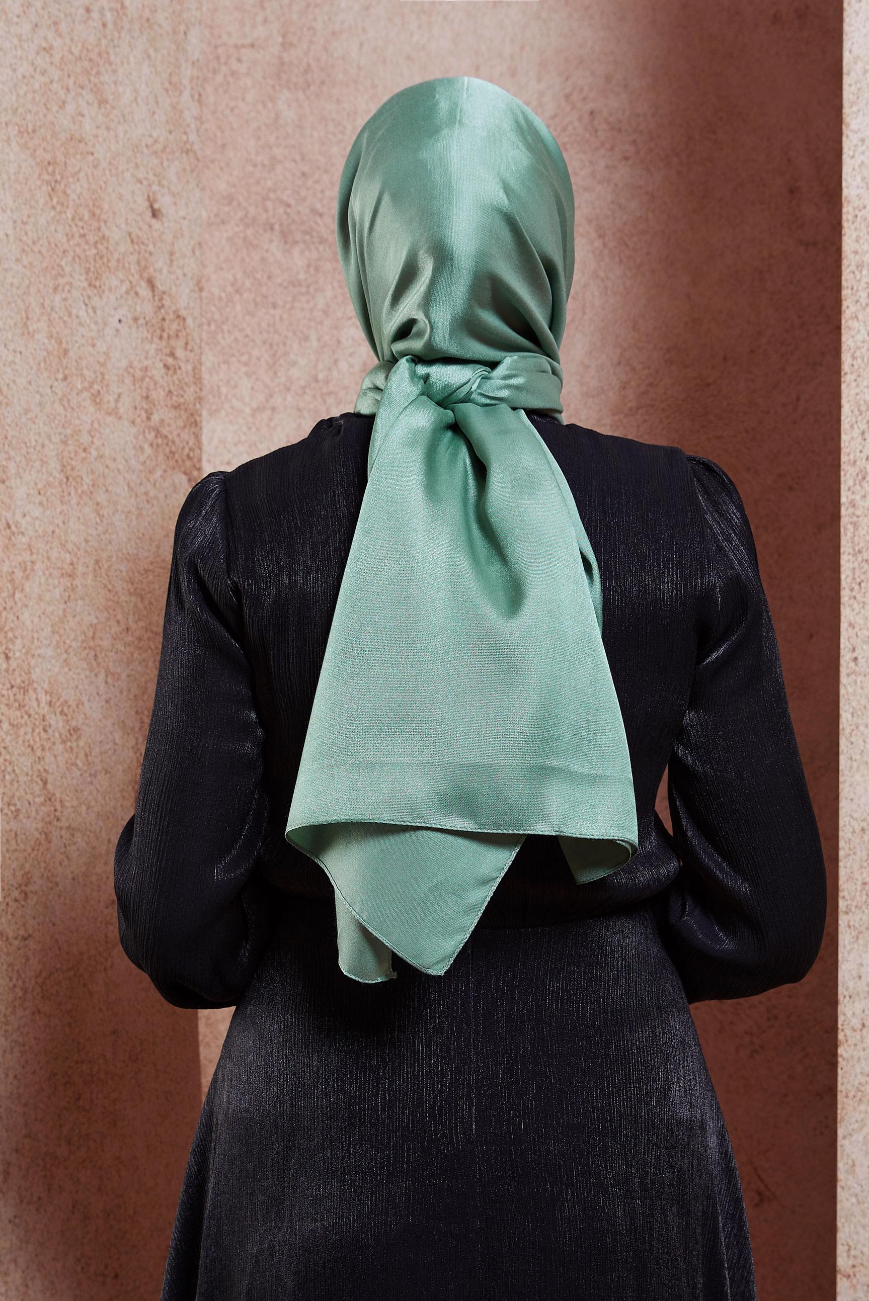 Tesettür giyim YEŞİL ALVİNA ABİYE ŞAL 8418