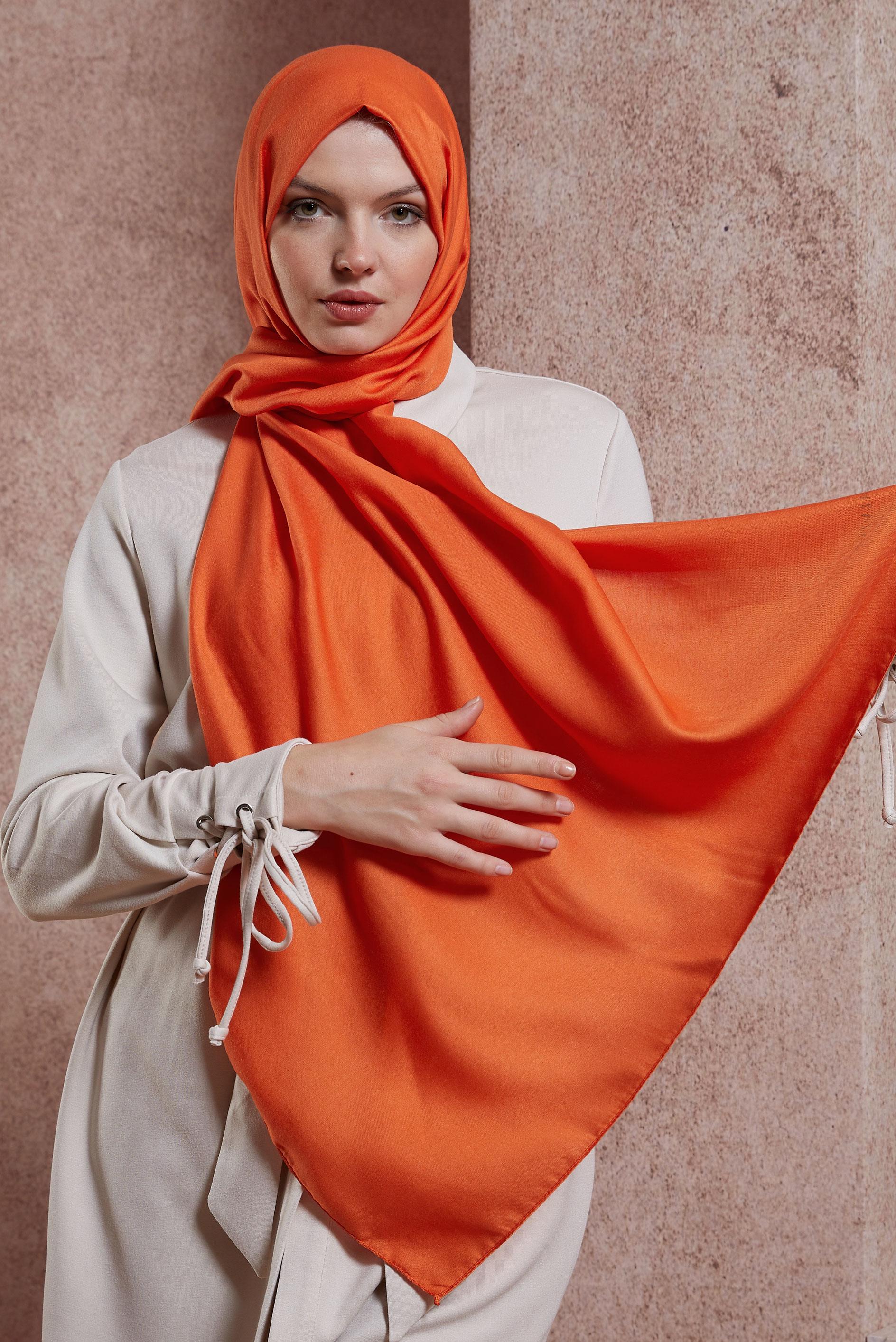 Tesettür giyim TURUNCU ALVİNA ABİYE ŞAL 8418