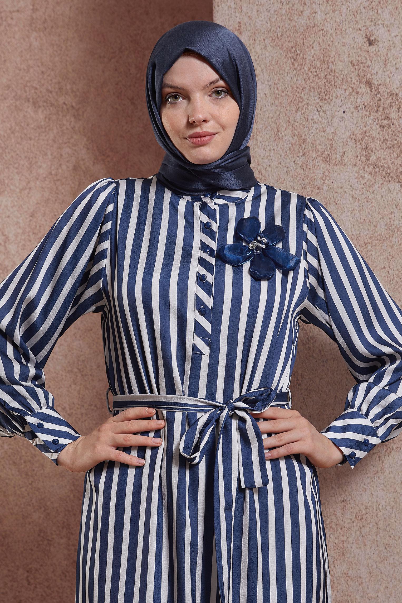 Tesettür giyim LACİVERT ALVİNA ABİYE ŞAL 8418