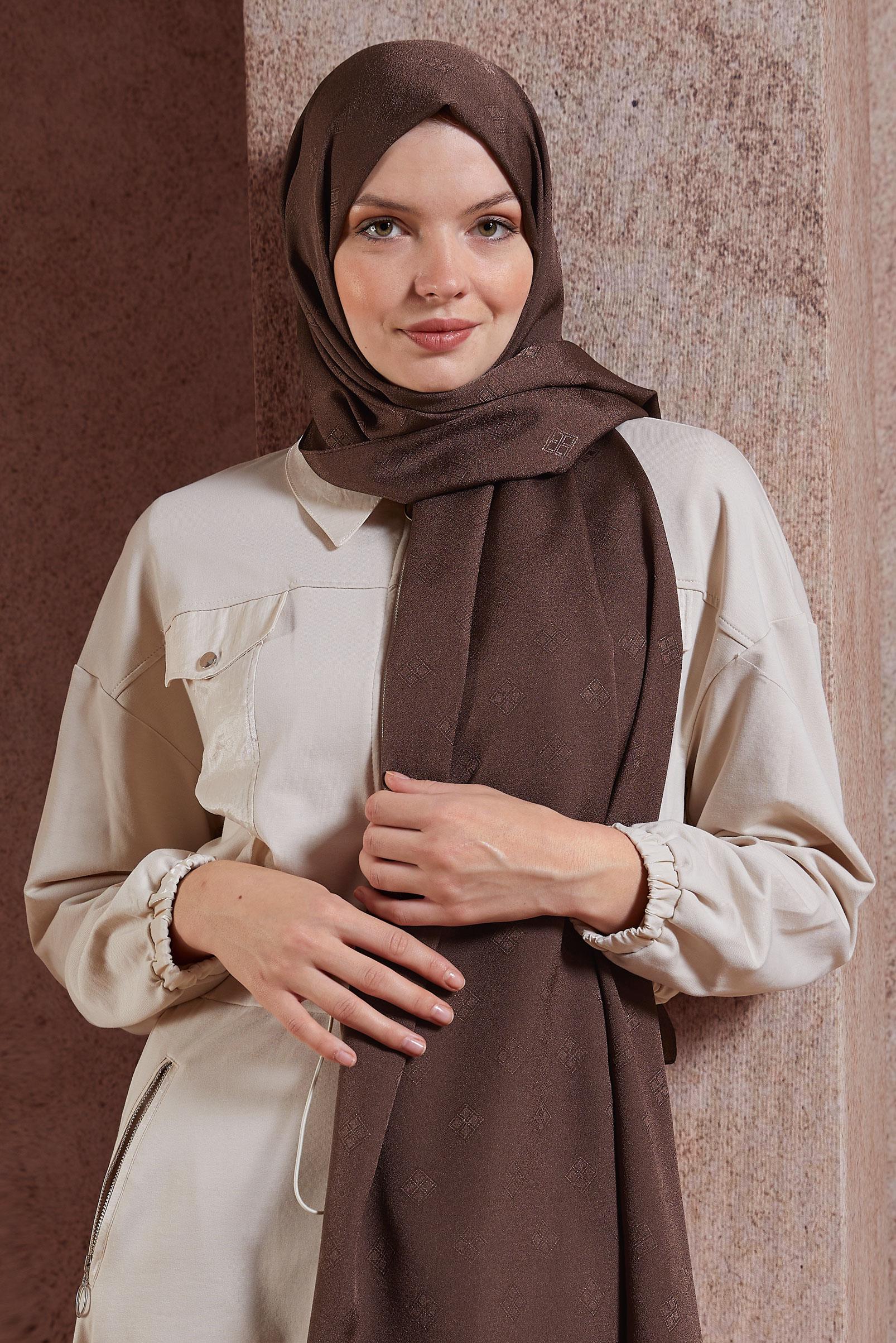 Tesettür giyim KAHVE ALVİNA ŞAL 8419