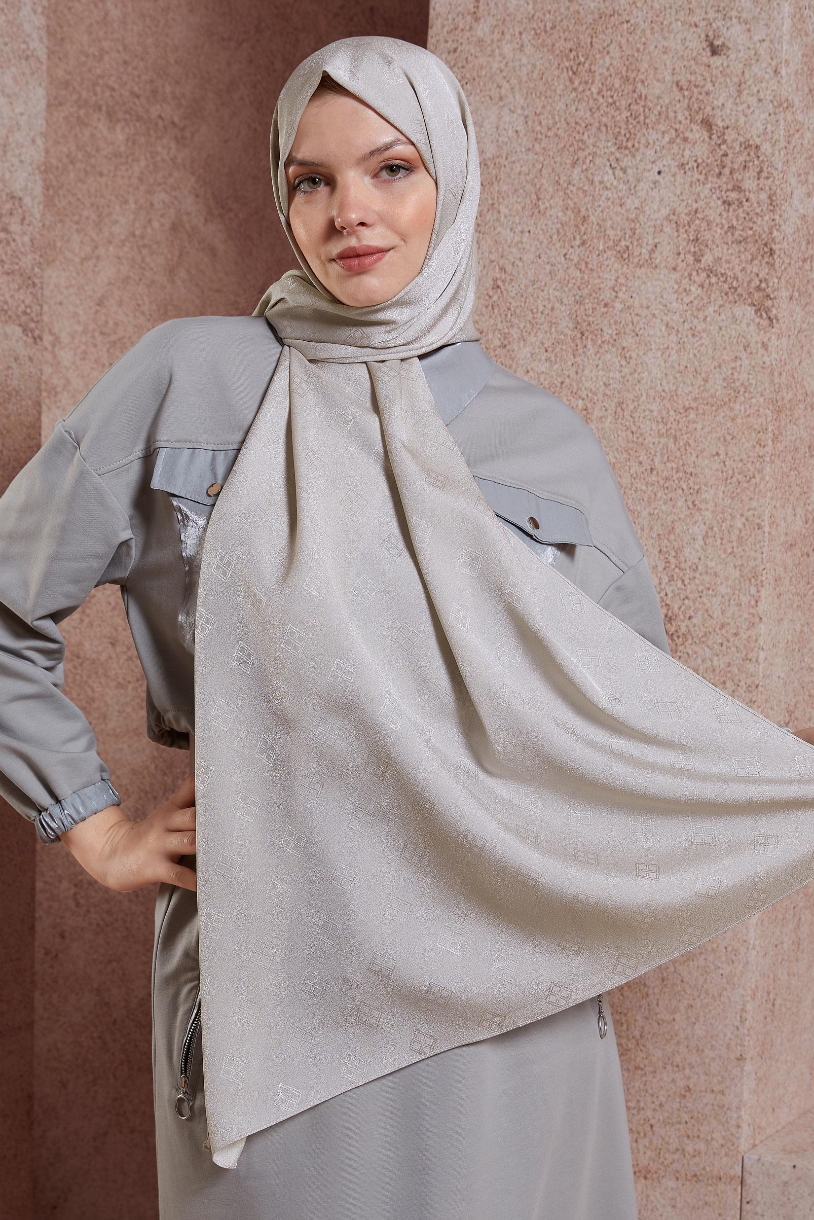 Tesettür giyim BEJ ALVİNA ŞAL 8419