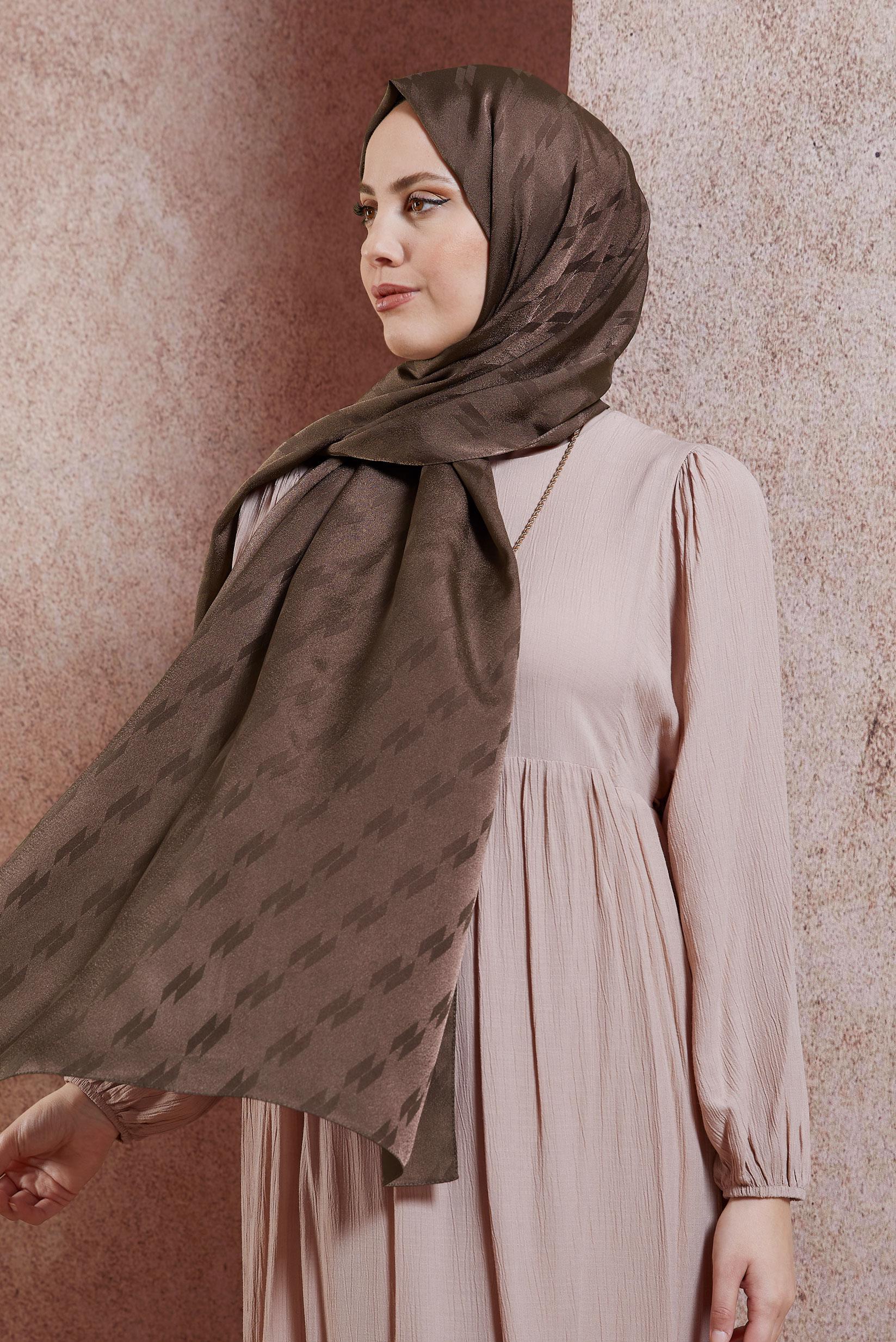 Tesettür giyim KAHVE ALVİNA ŞAL 8420 