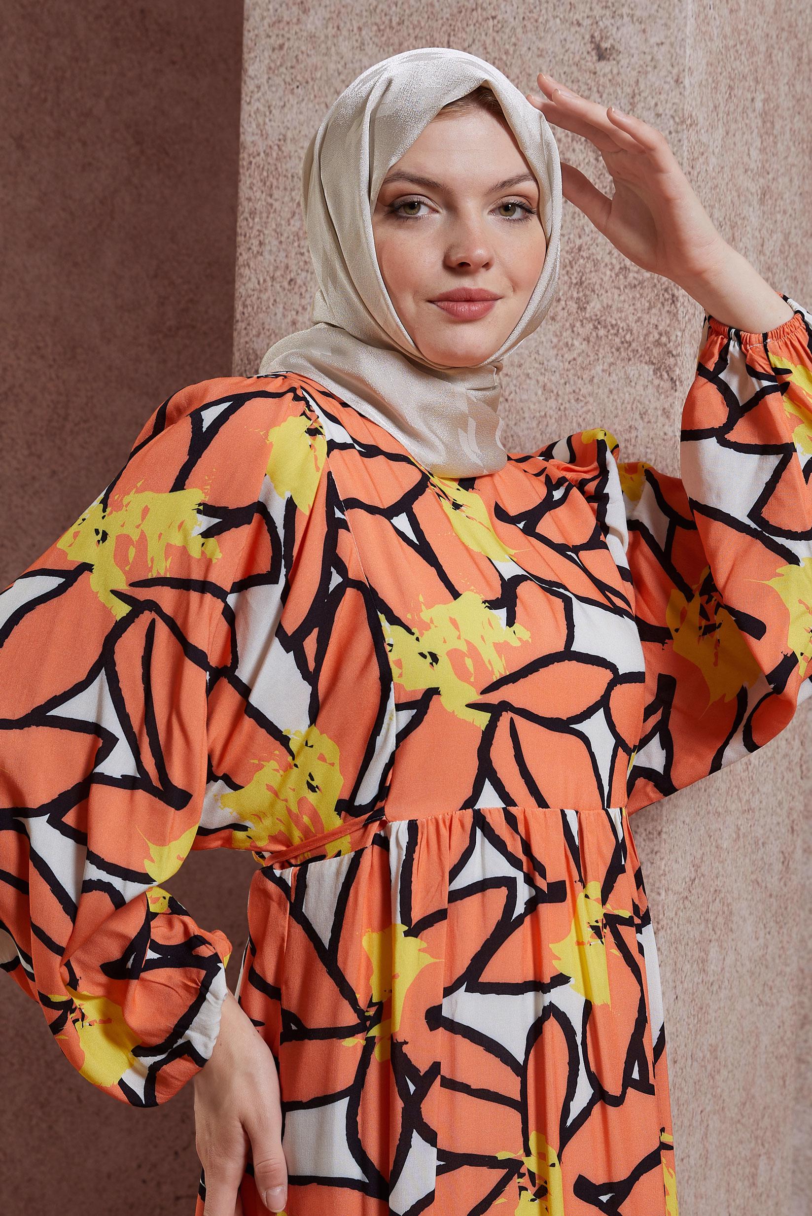 Tesettür giyim BEJ ALVİNA ŞAL 8420 