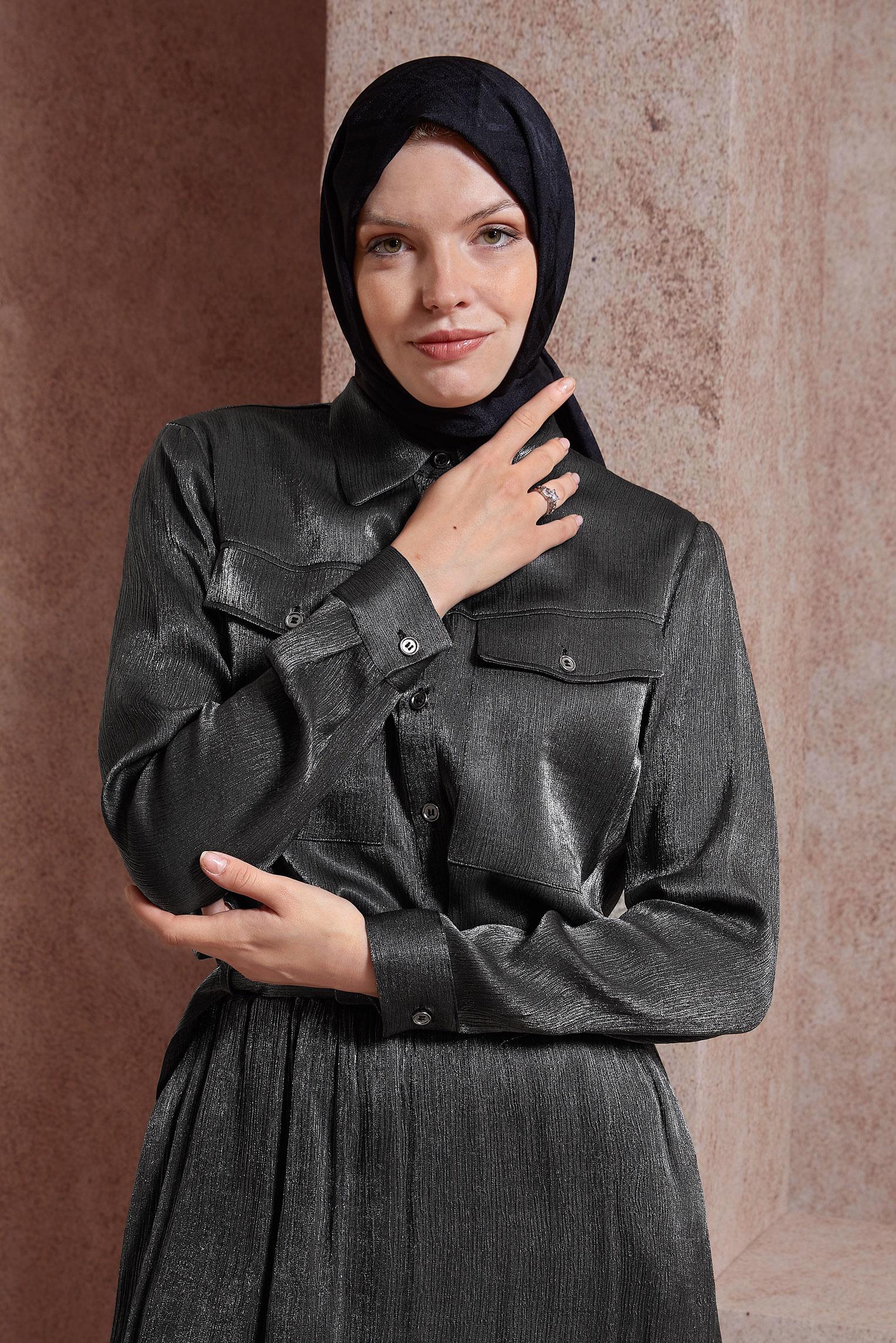 Tesettür giyim SİYAH ALVİNA ŞAL 8421