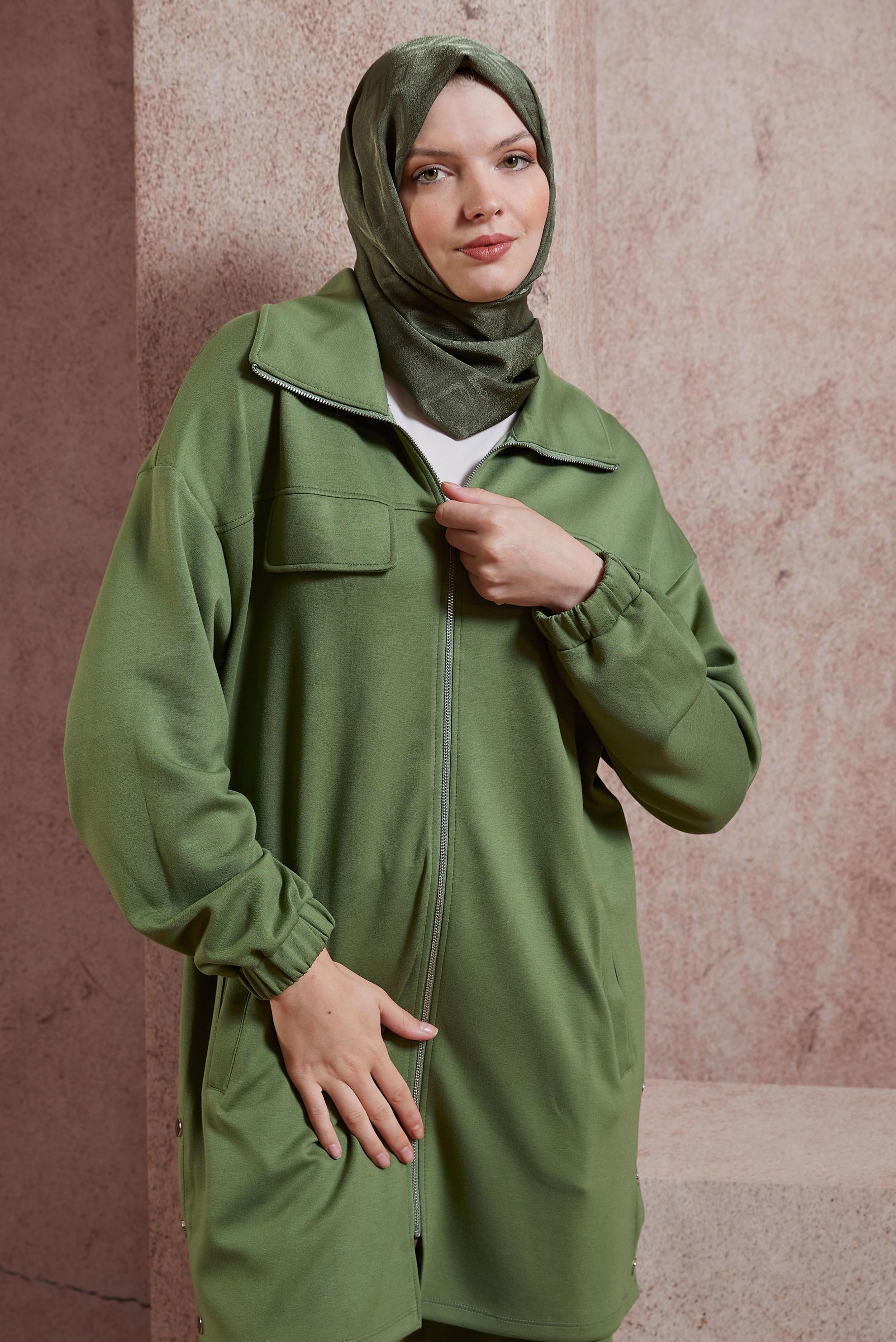 Tesettür giyim YEŞİL ALVİNA ŞAL 8421