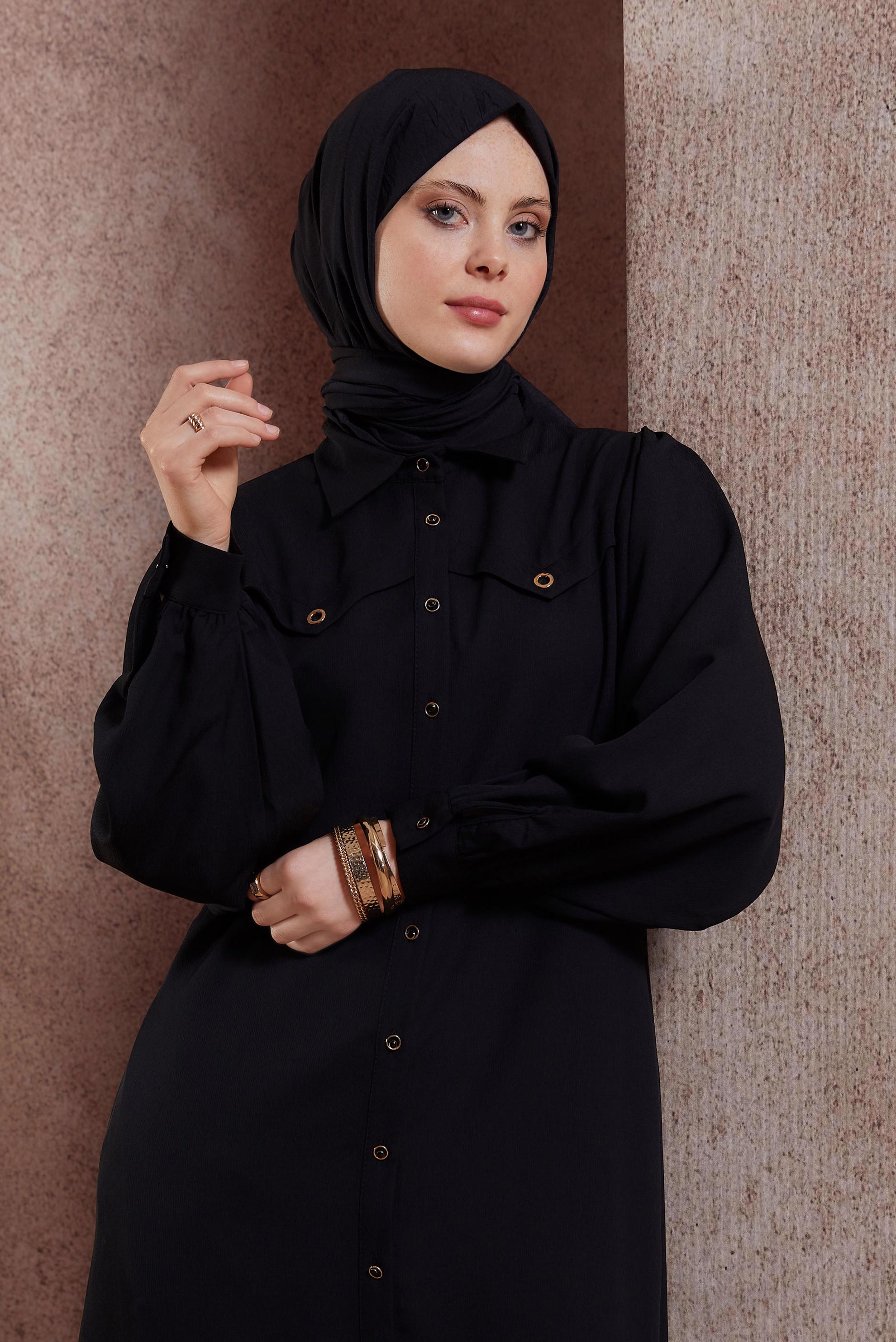 Tesettür giyim SİYAH ALVİNA DÜZ ŞAL 8428