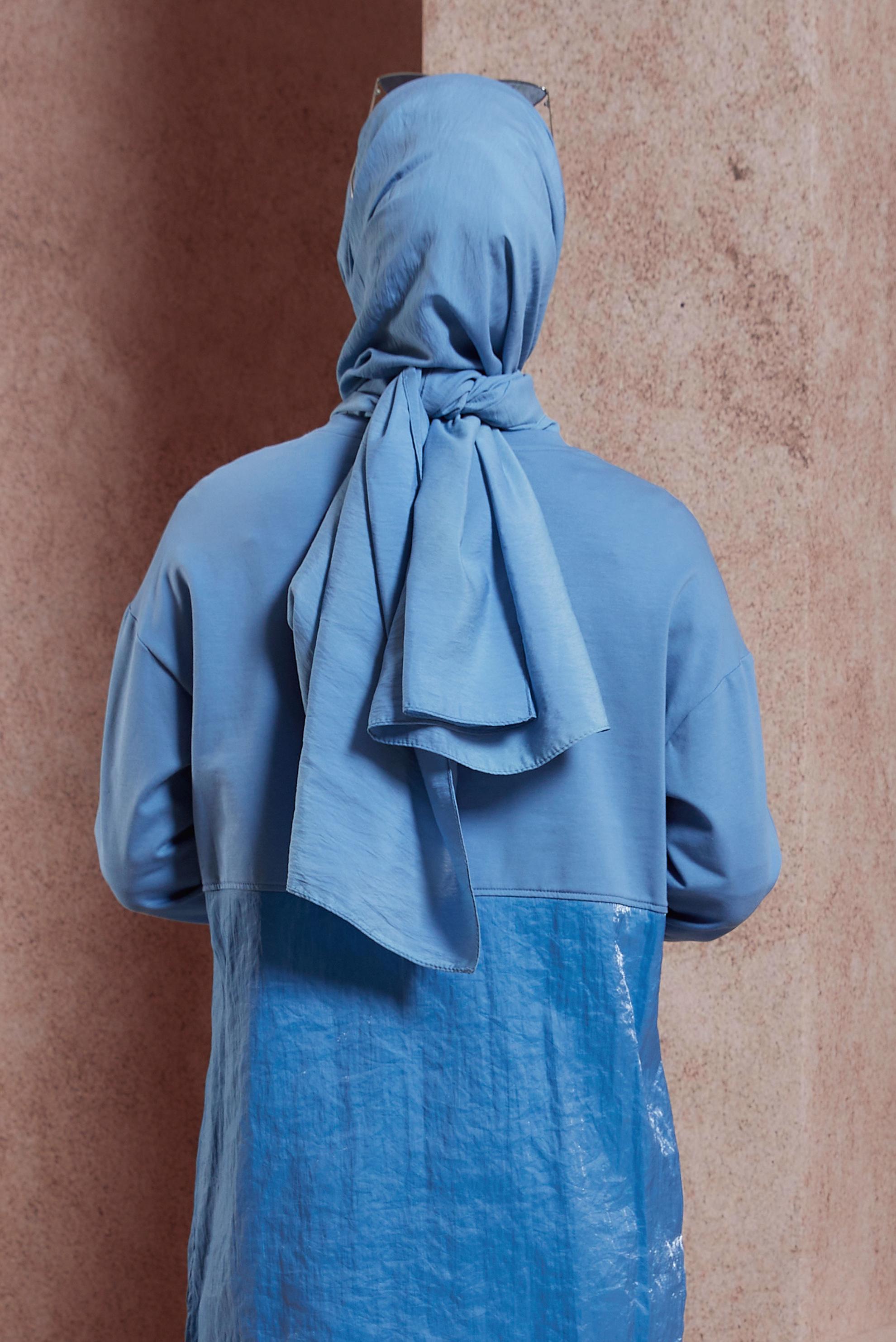 Tesettür giyim MAVİ ALVİNA DÜZ ŞAL 8428