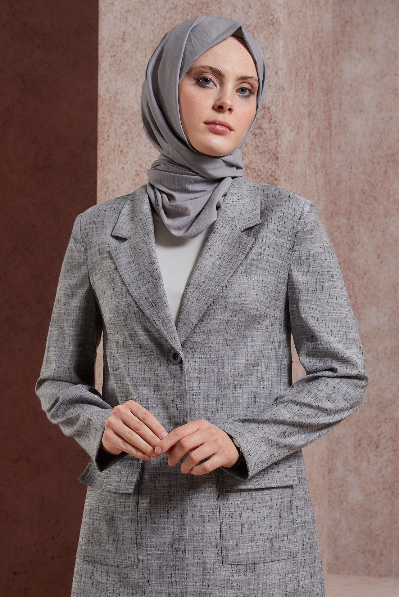 Tesettür giyim GRİ ALVİNA DÜZ ŞAL 8428