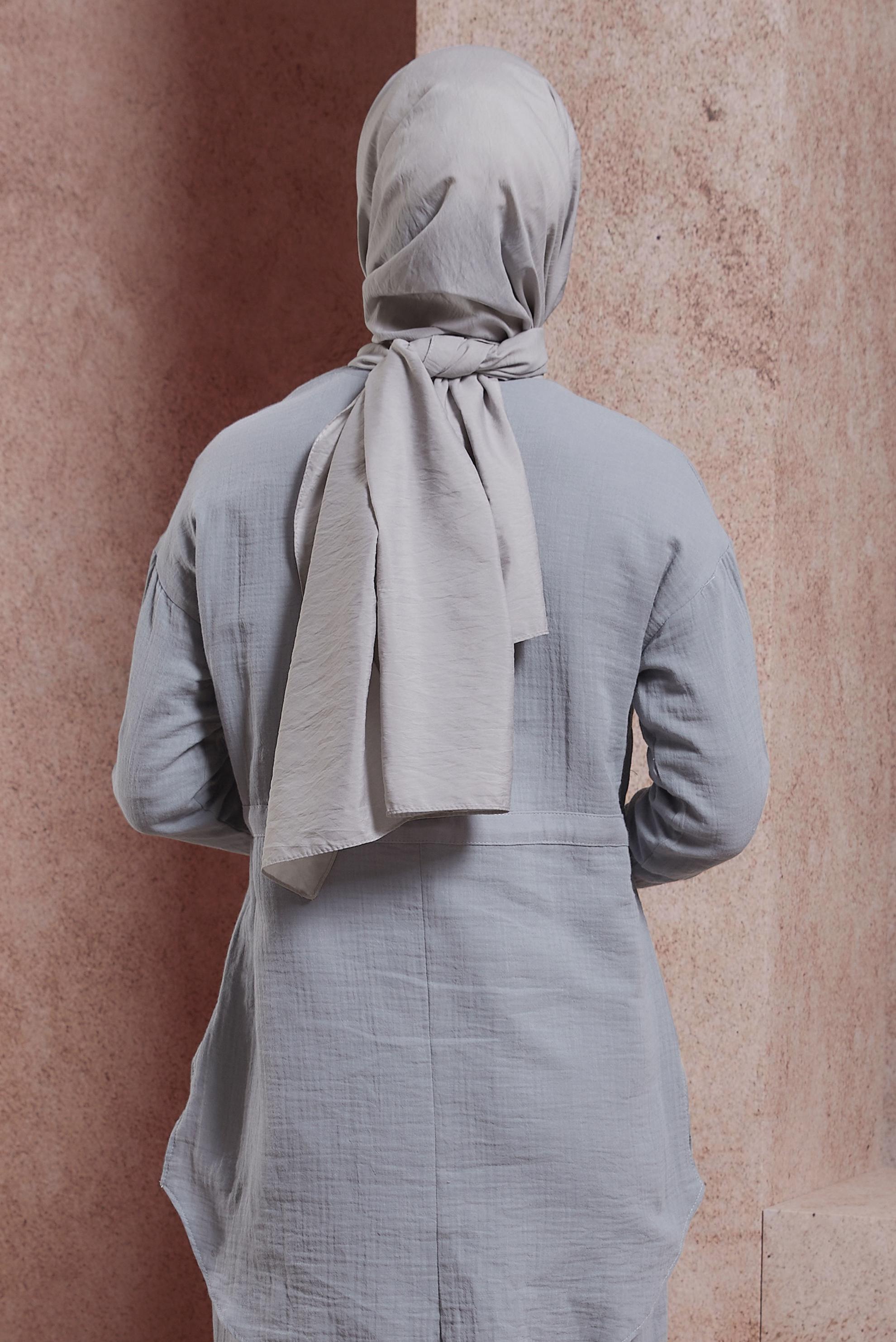 Tesettür giyim GRİ ALVİNA DÜZ ŞAL 8428