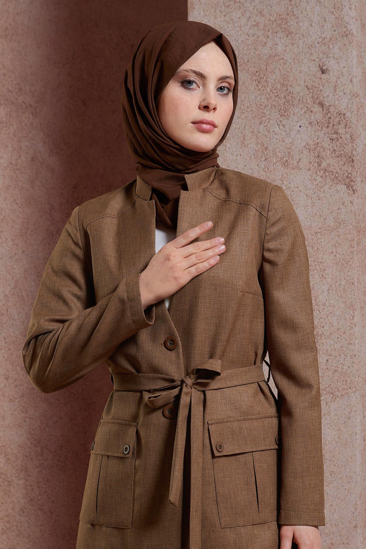 Tesettür giyim KAHVE ALVİNA DÜZ ŞAL 8428
