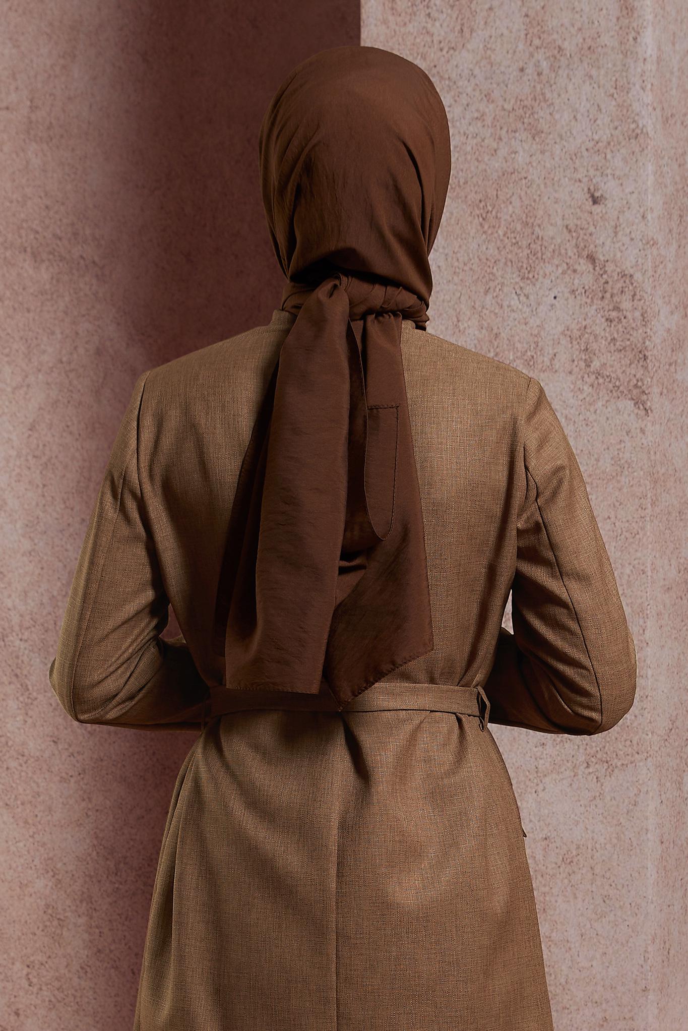 Tesettür giyim KAHVE ALVİNA DÜZ ŞAL 8428