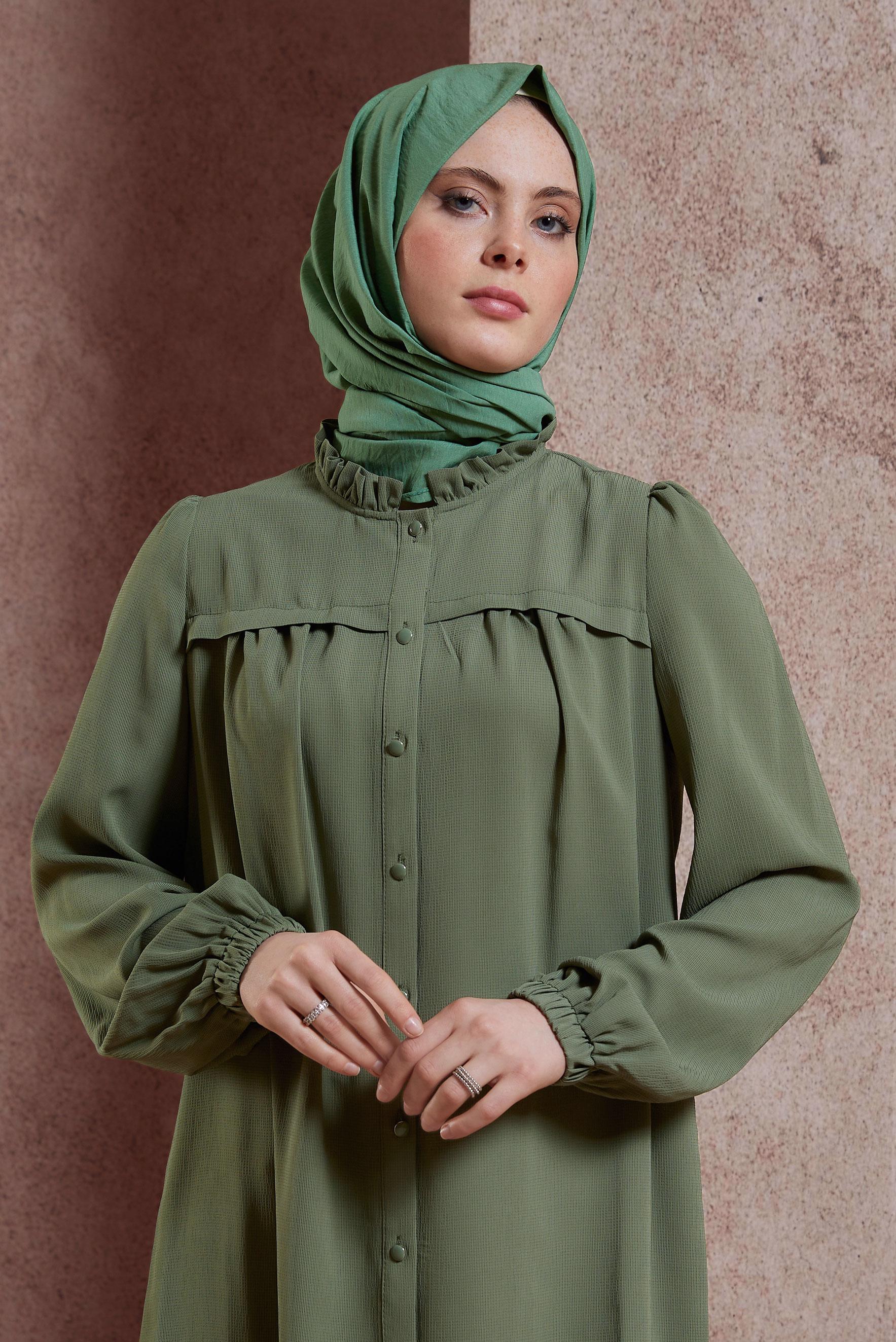 Tesettür giyim HAKİ ALVİNA DÜZ ŞAL 8428