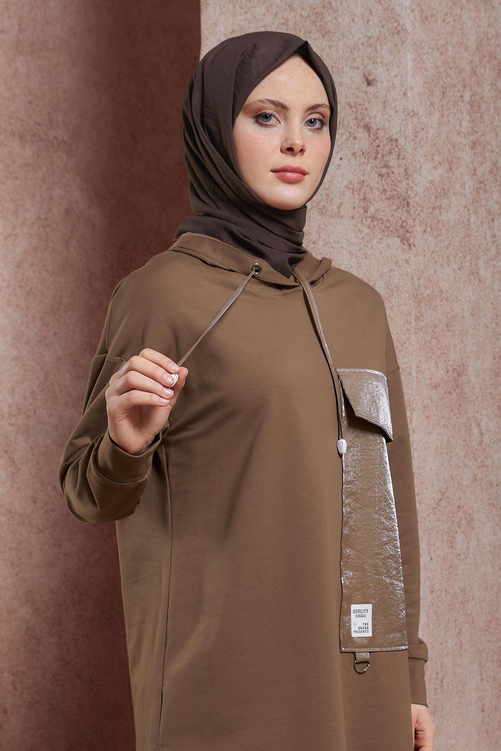 Tesettür giyim KAHVE ALVİNA DÜZ ŞAL 8428