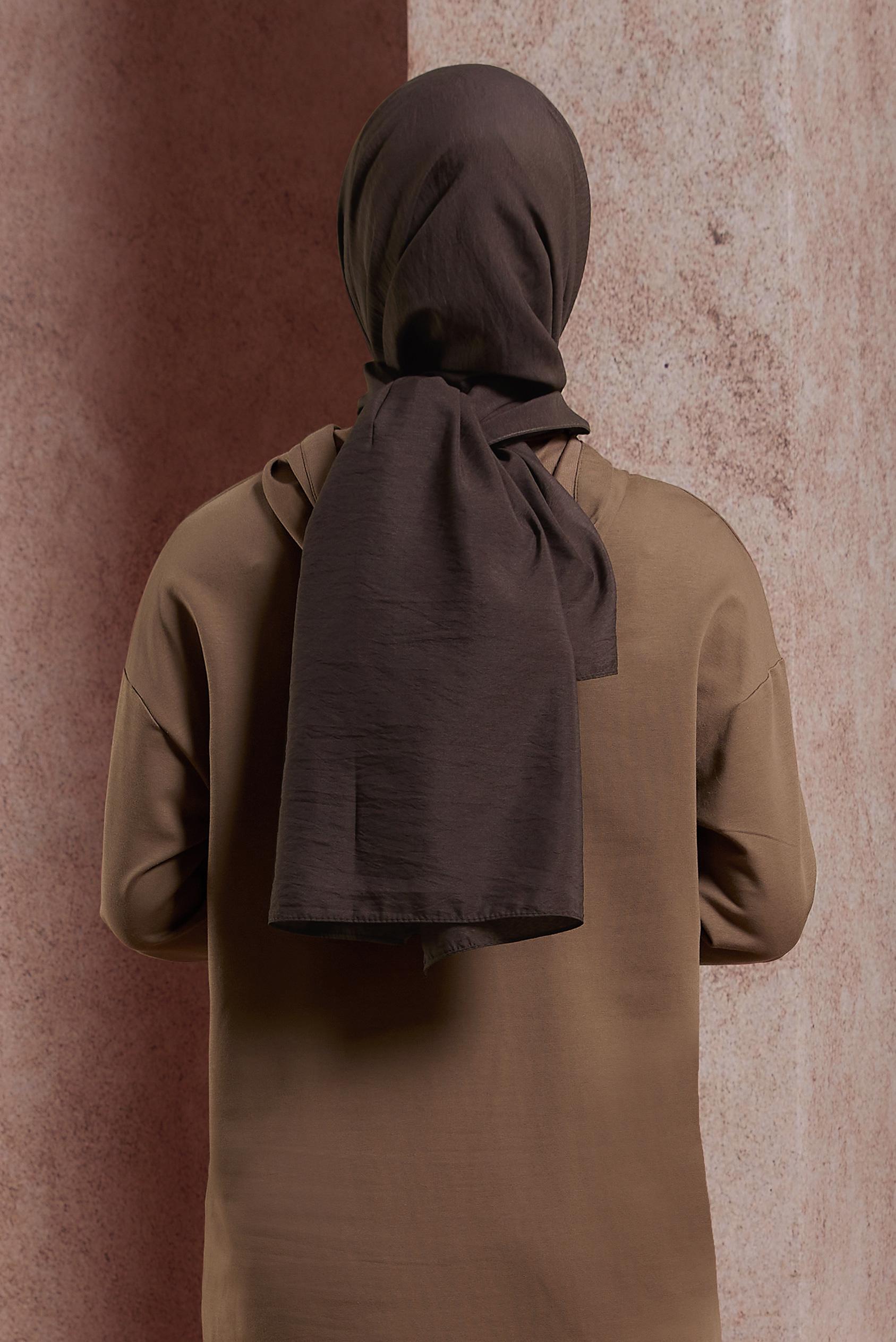 Tesettür giyim KAHVE ALVİNA DÜZ ŞAL 8428