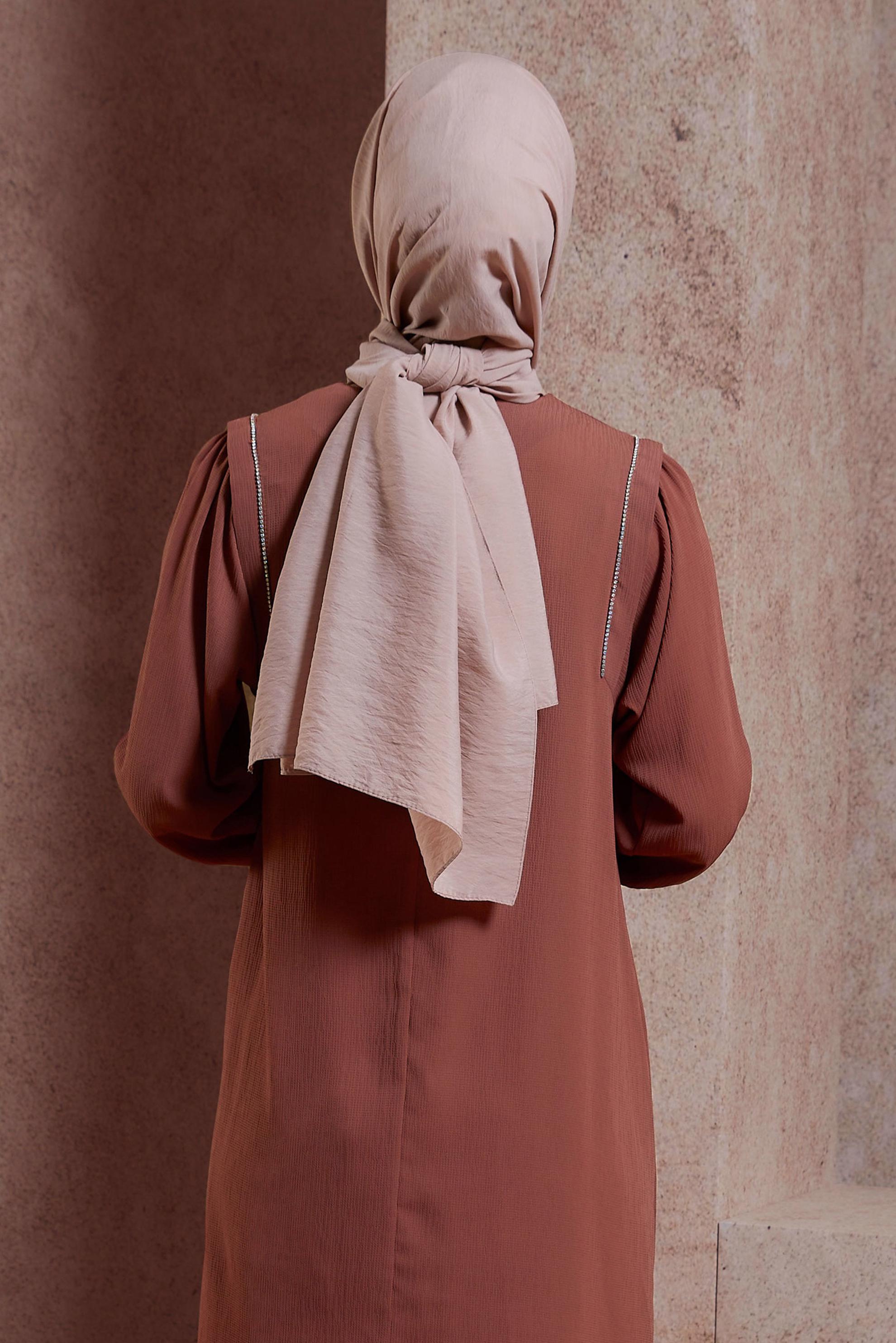 Tesettür giyim VİZON ALVİNA DÜZ ŞAL 8428