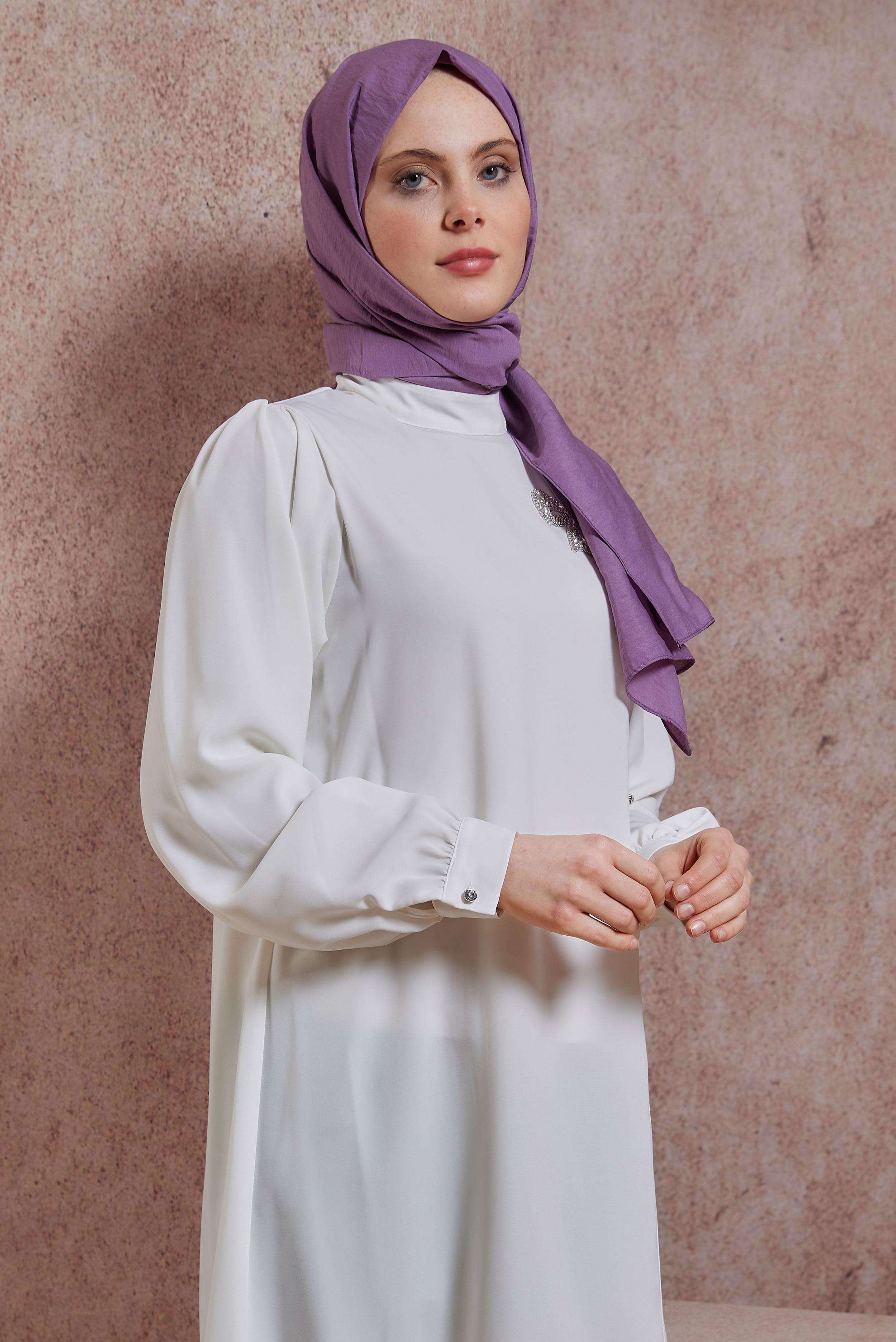 Tesettür giyim MÜRDÜM ALVİNA DÜZ ŞAL 8428