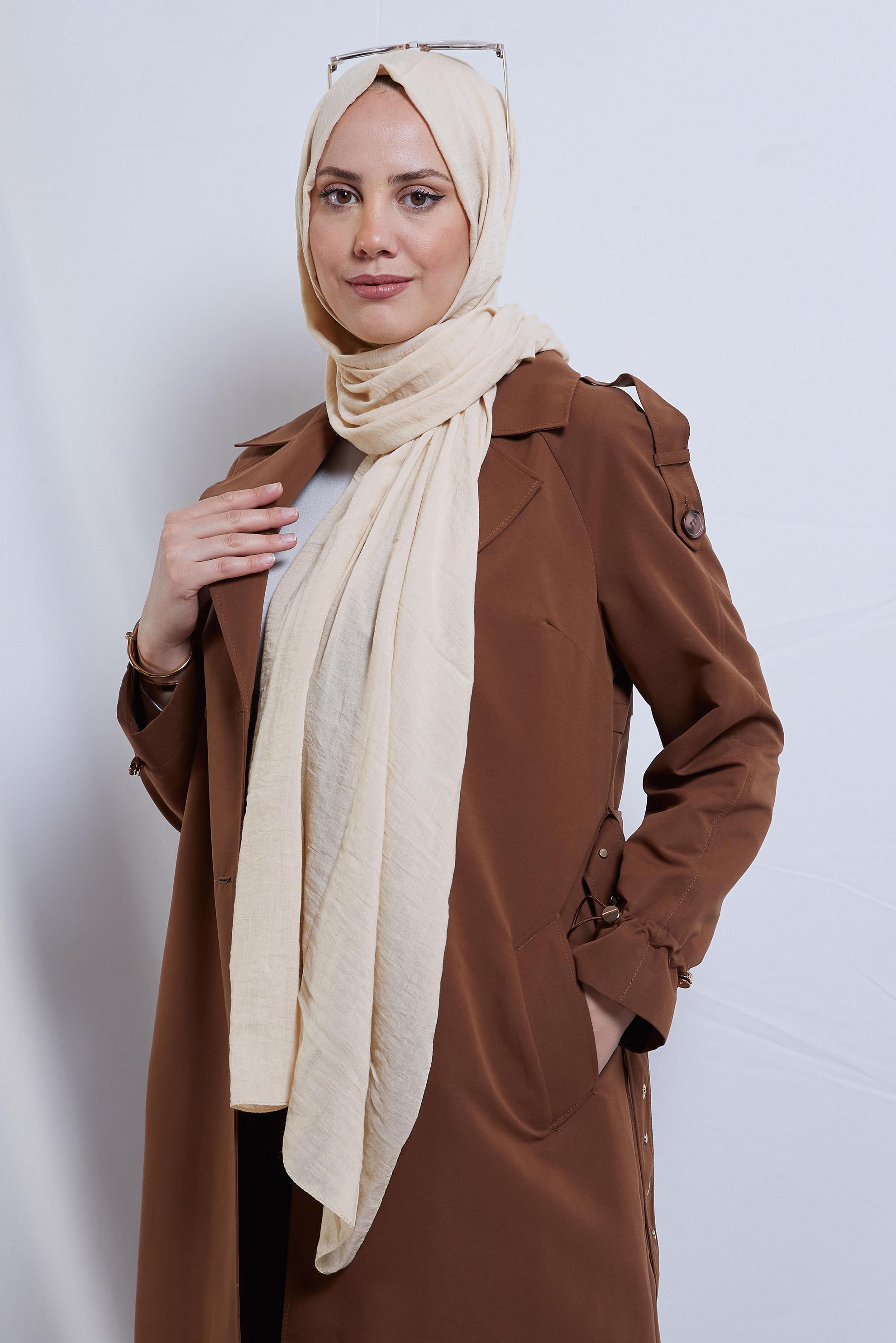 Tesettür giyim BEJ ALVİNA ŞAL 8436