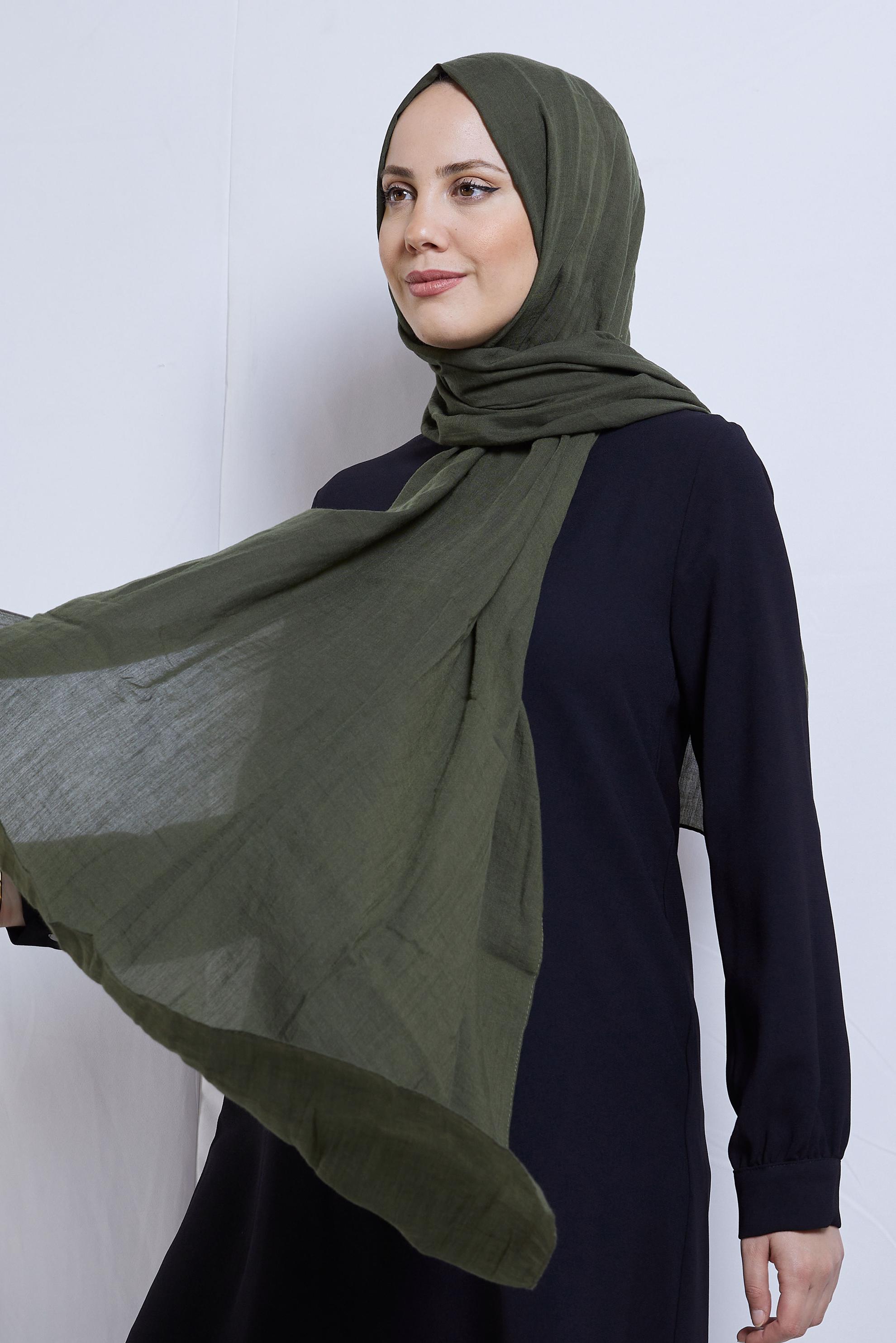 Tesettür giyim HAKİ ALVİNA ŞAL 8436