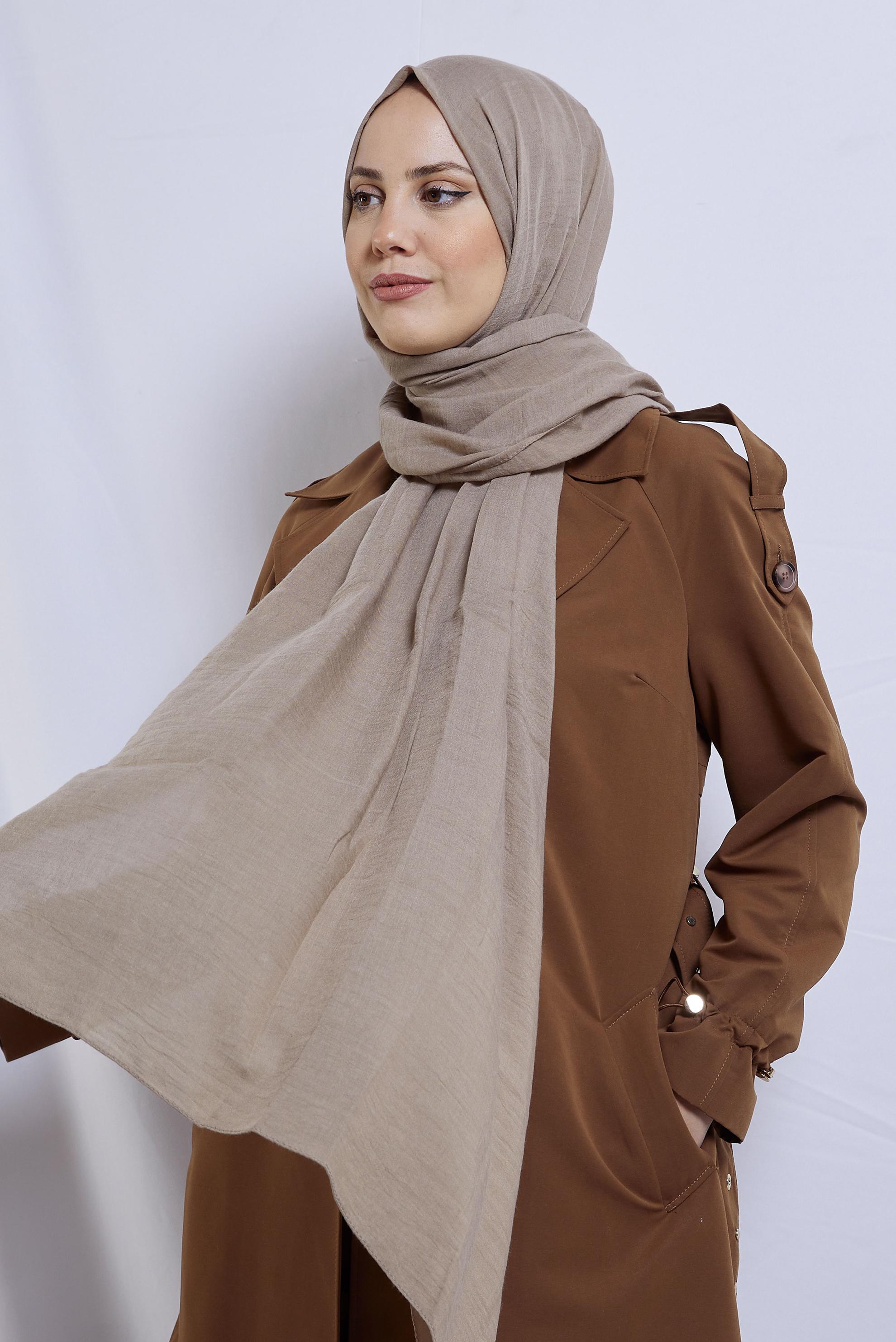 Tesettür giyim BEJ ALVİNA ŞAL 8436