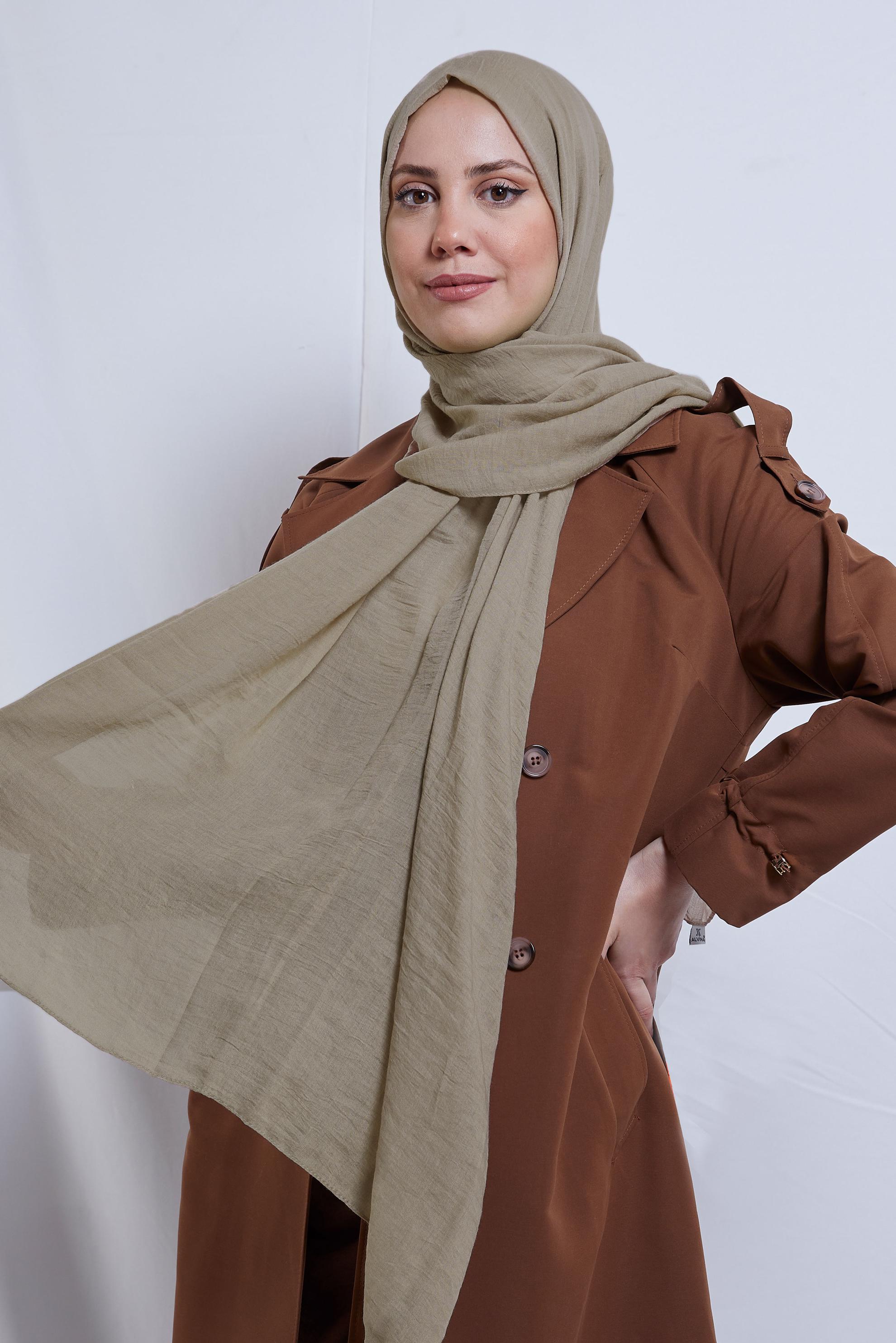 Tesettür giyim VİZON ALVİNA ŞAL 8436