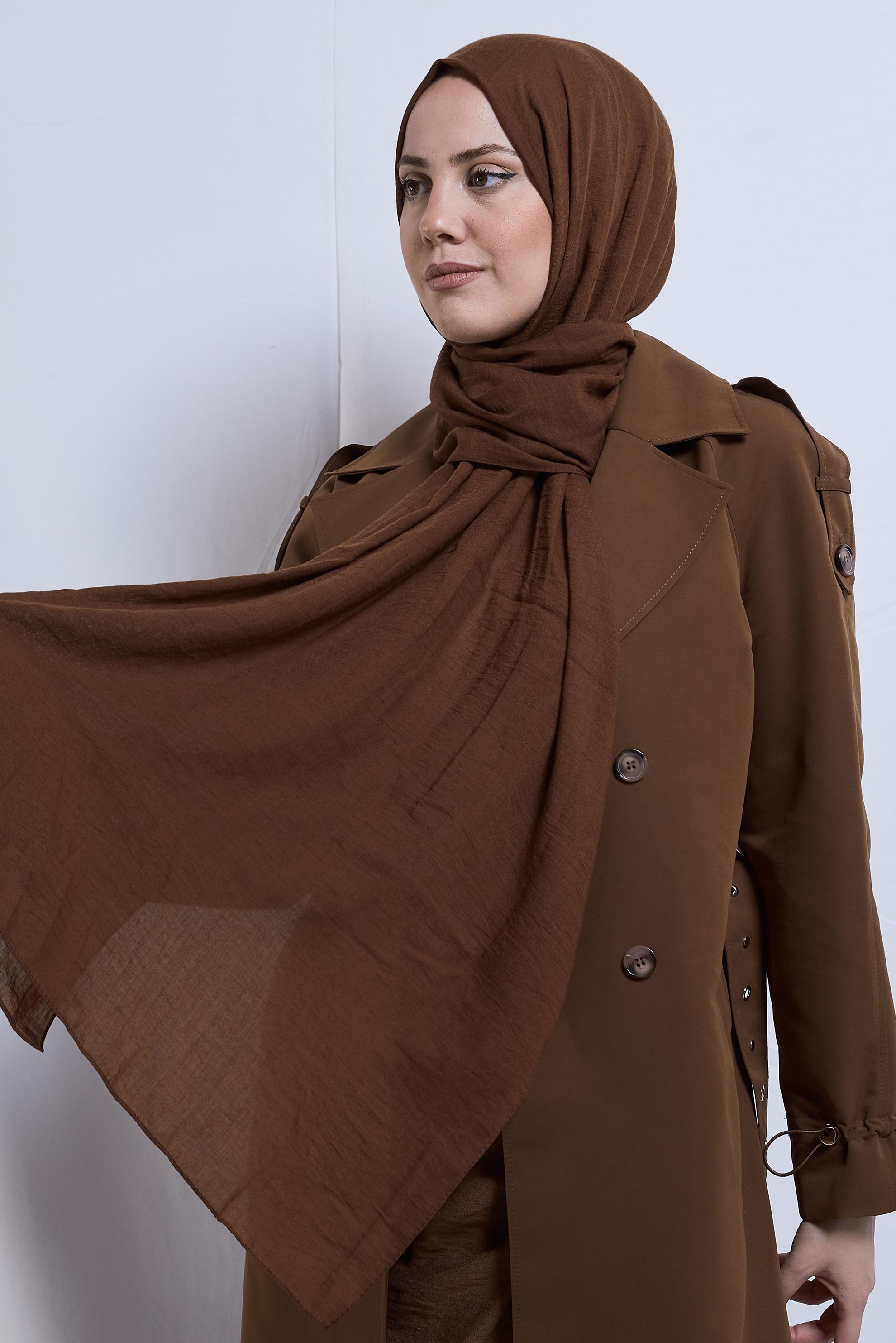 Tesettür giyim KAHVE ALVİNA ŞAL 8436