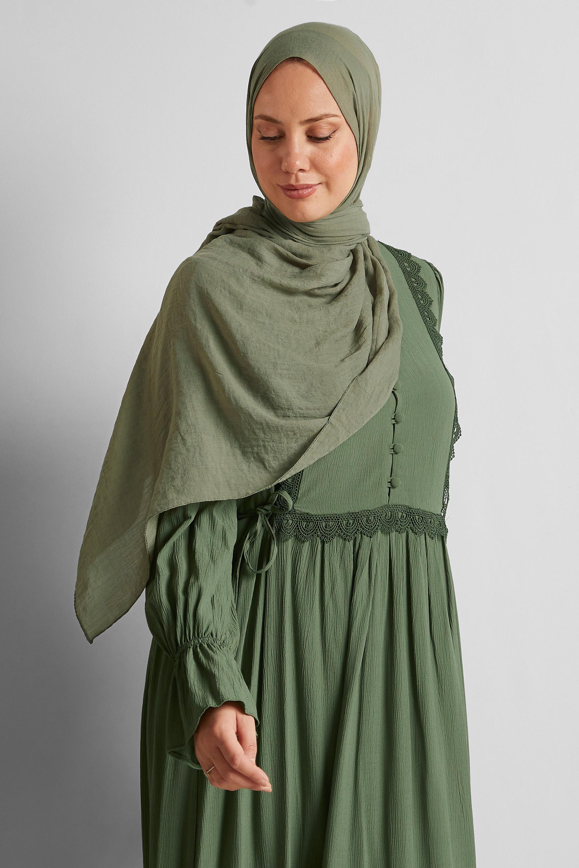 Tesettür giyim YEŞİL ALVİNA ŞAL 8436