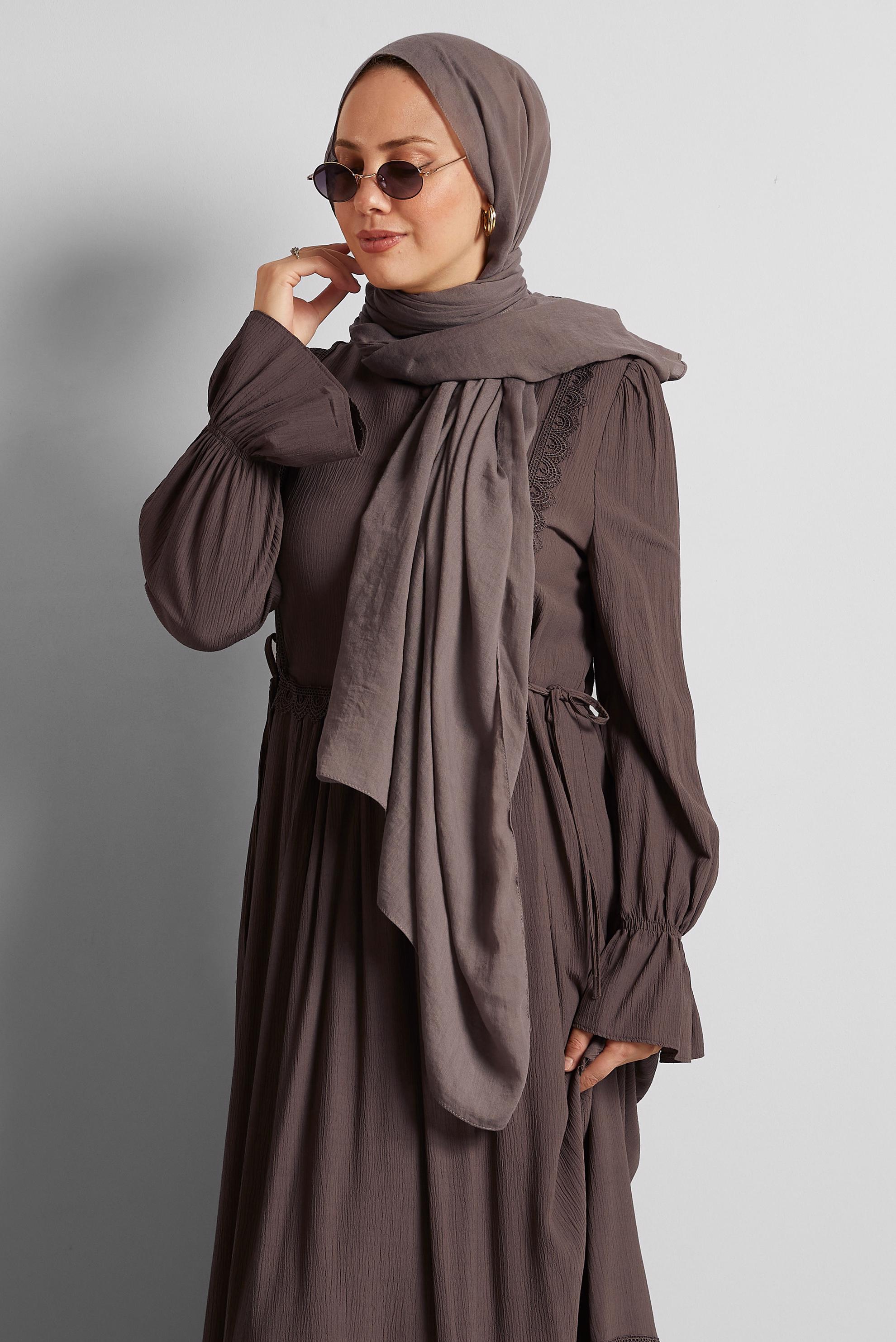 Tesettür giyim VİZON ALVİNA ŞAL 8436