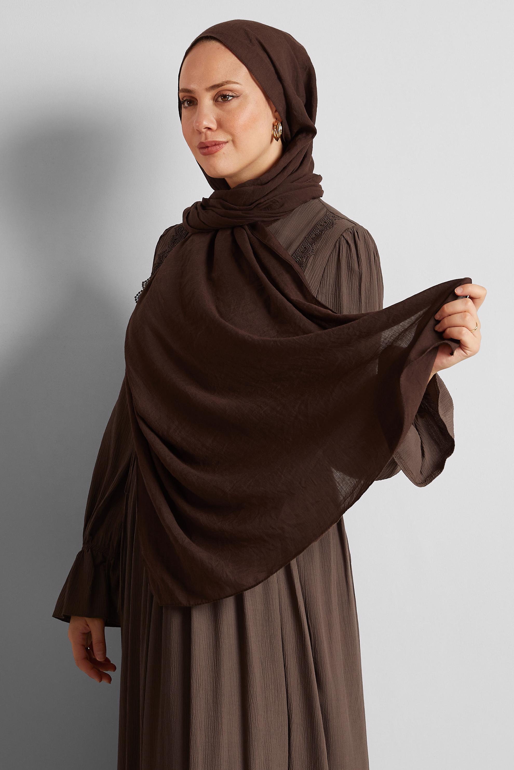 Tesettür giyim KAHVE ALVİNA ŞAL 8436