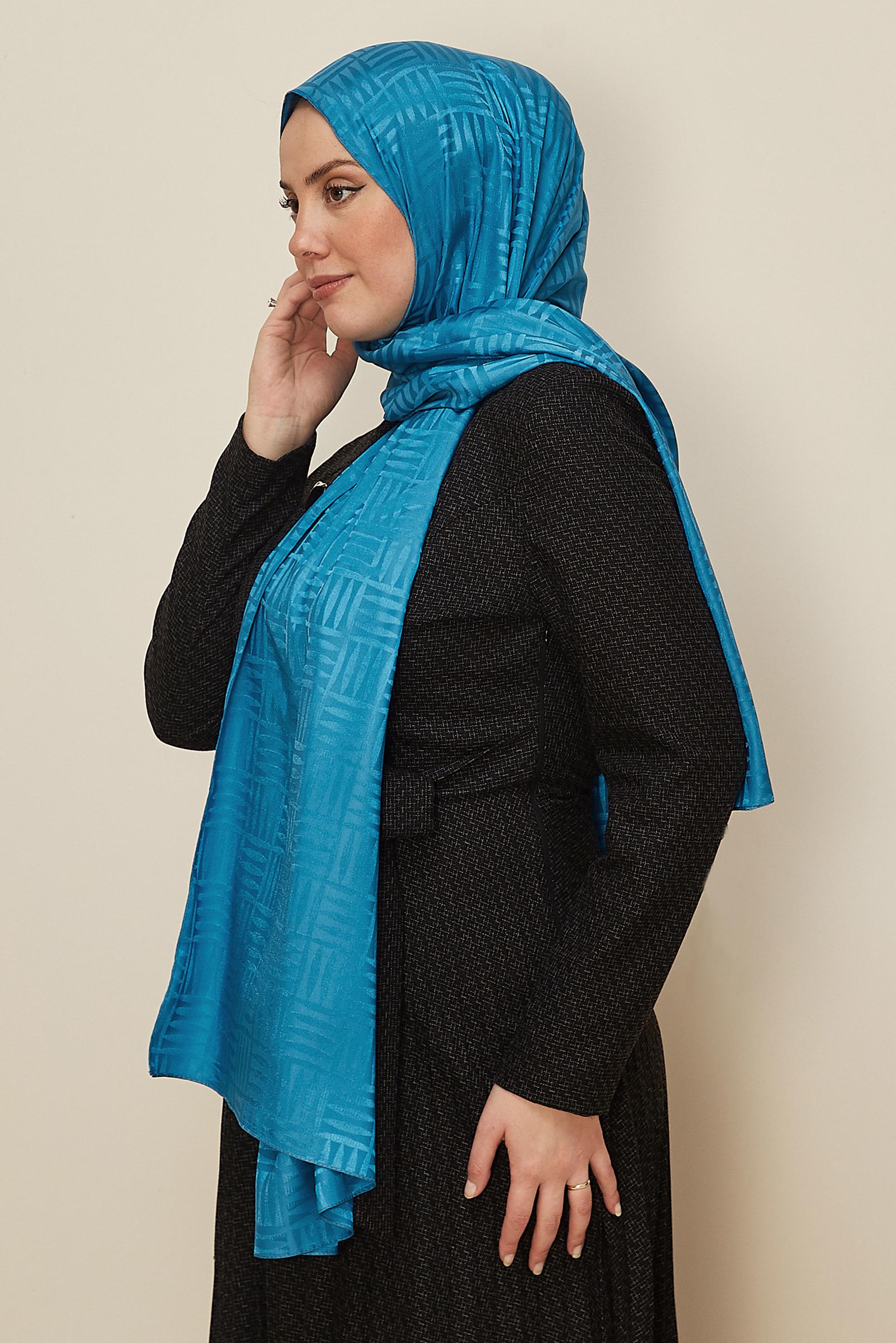 Tesettür giyim MAVİ ALVİNA JAKAR ŞAL 8443