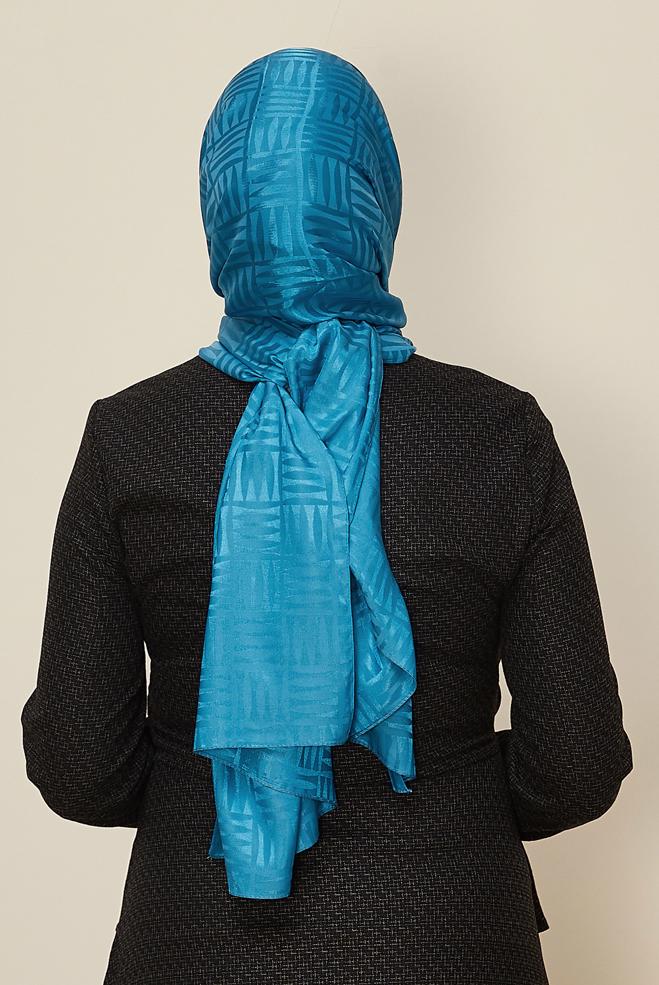 Tesettür giyim MAVİ 8443 ALVİNA JAKAR KİBRİT DESEN ŞAL(PRM) - ALVİNA