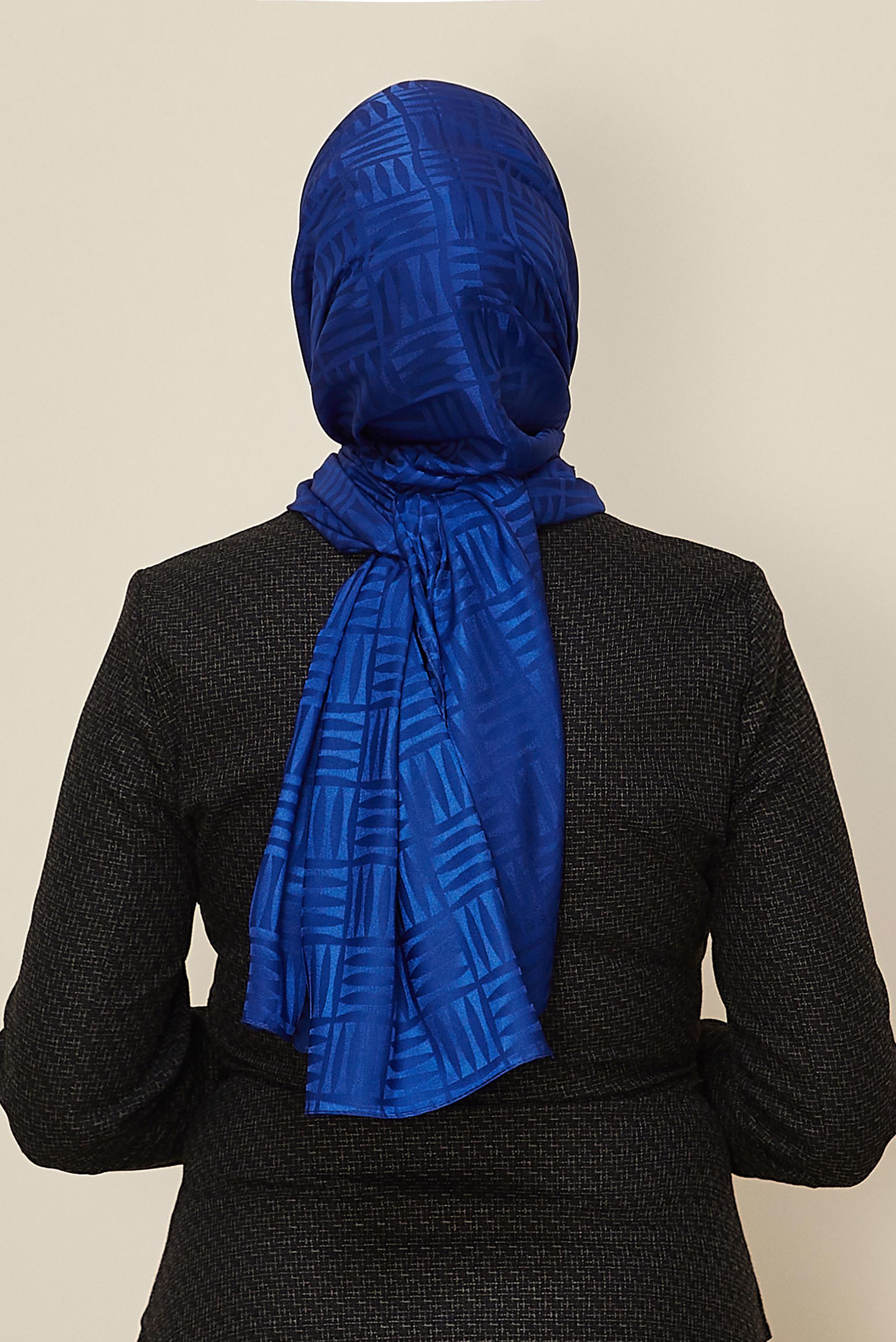 Tesettür giyim LACİVERT ALVİNA JAKAR ŞAL 8443