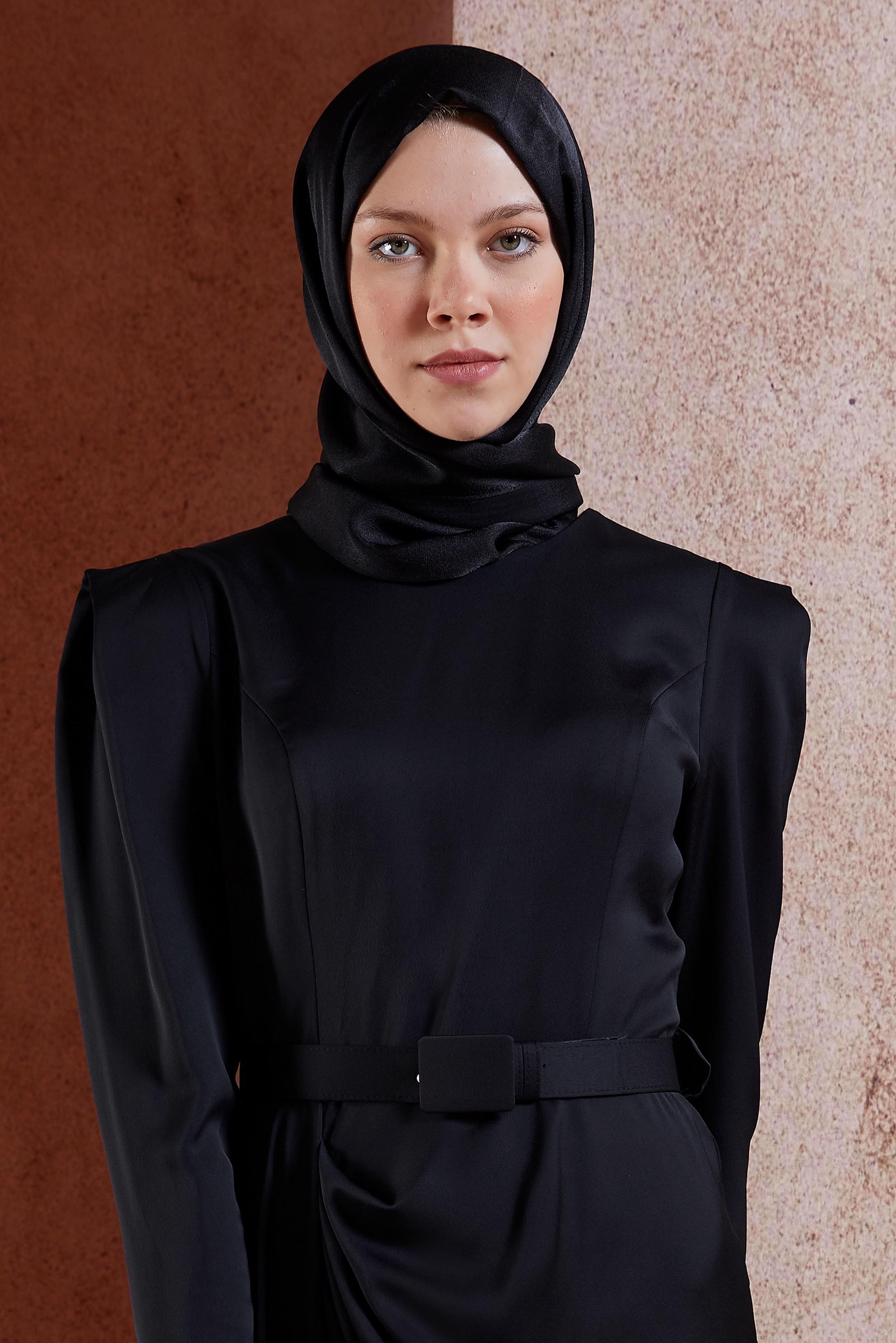 Tesettür giyim SİYAH ALVİNA DÜZ ŞAL 8445